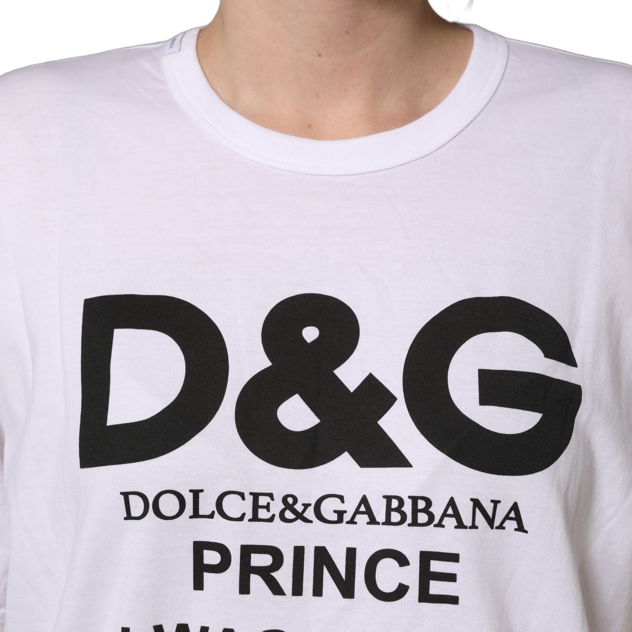 Dolce & Gabbana White D&G PRINCE I WAS THERE Crew Neck T-shirt