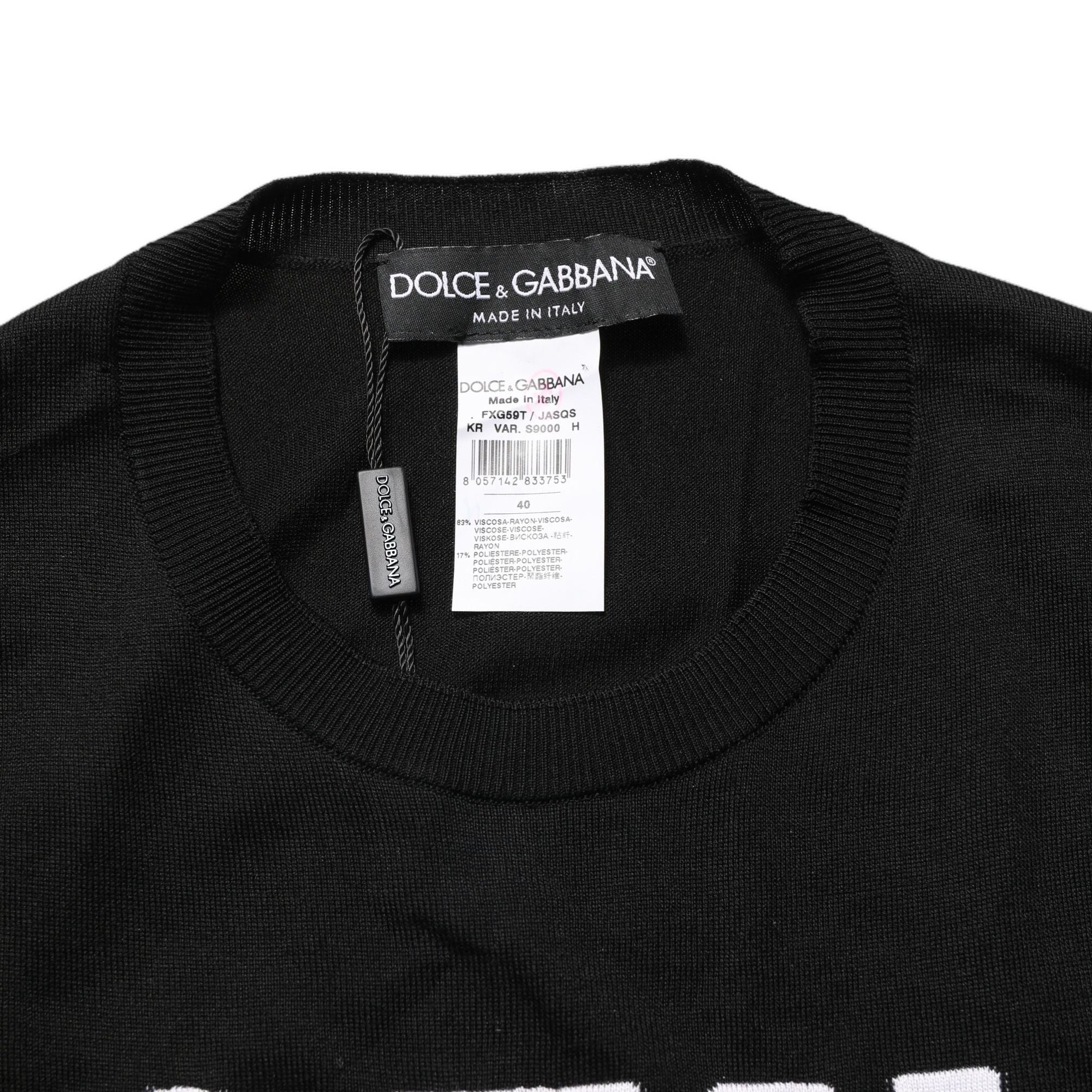 Dolce & Gabbana Black Graphic Print Long-Sleeved Top