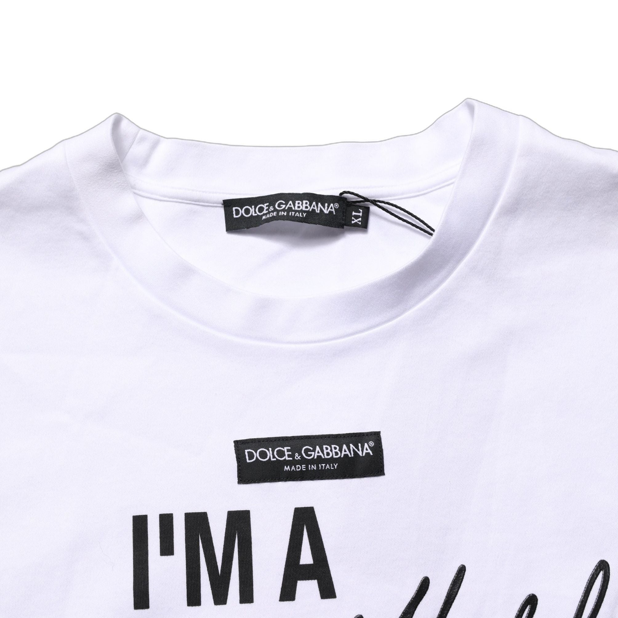 Dolce & Gabbana White I'm A Super Model Fan Print Jersey T-shirt