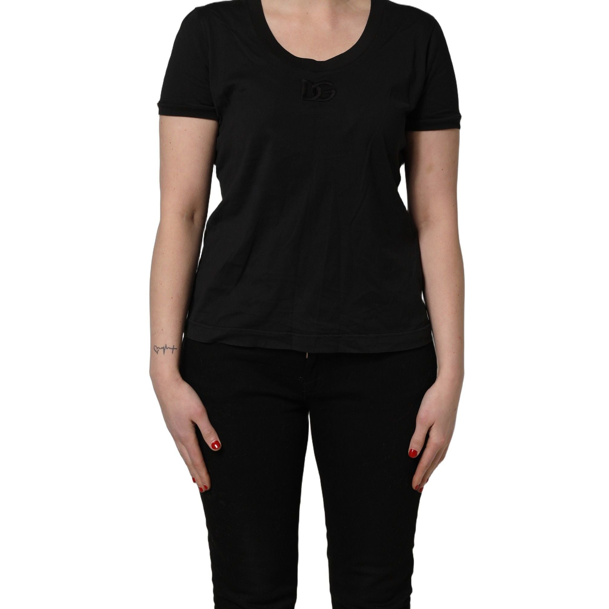 Dolce & Gabbana Black Cotton Short-Sleeve Crew Neck T-shirt