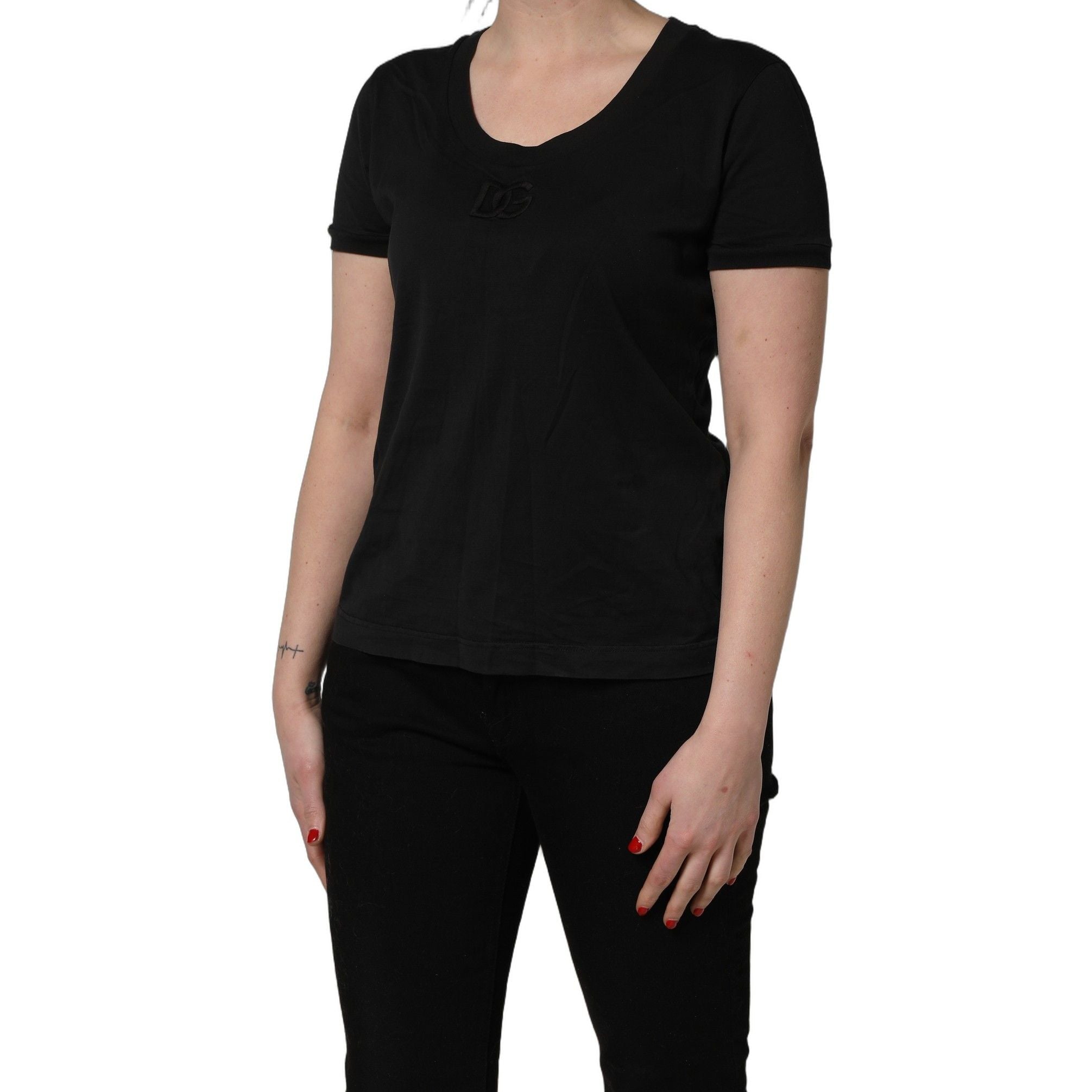Dolce & Gabbana Black Cotton Short-Sleeve Crew Neck T-shirt
