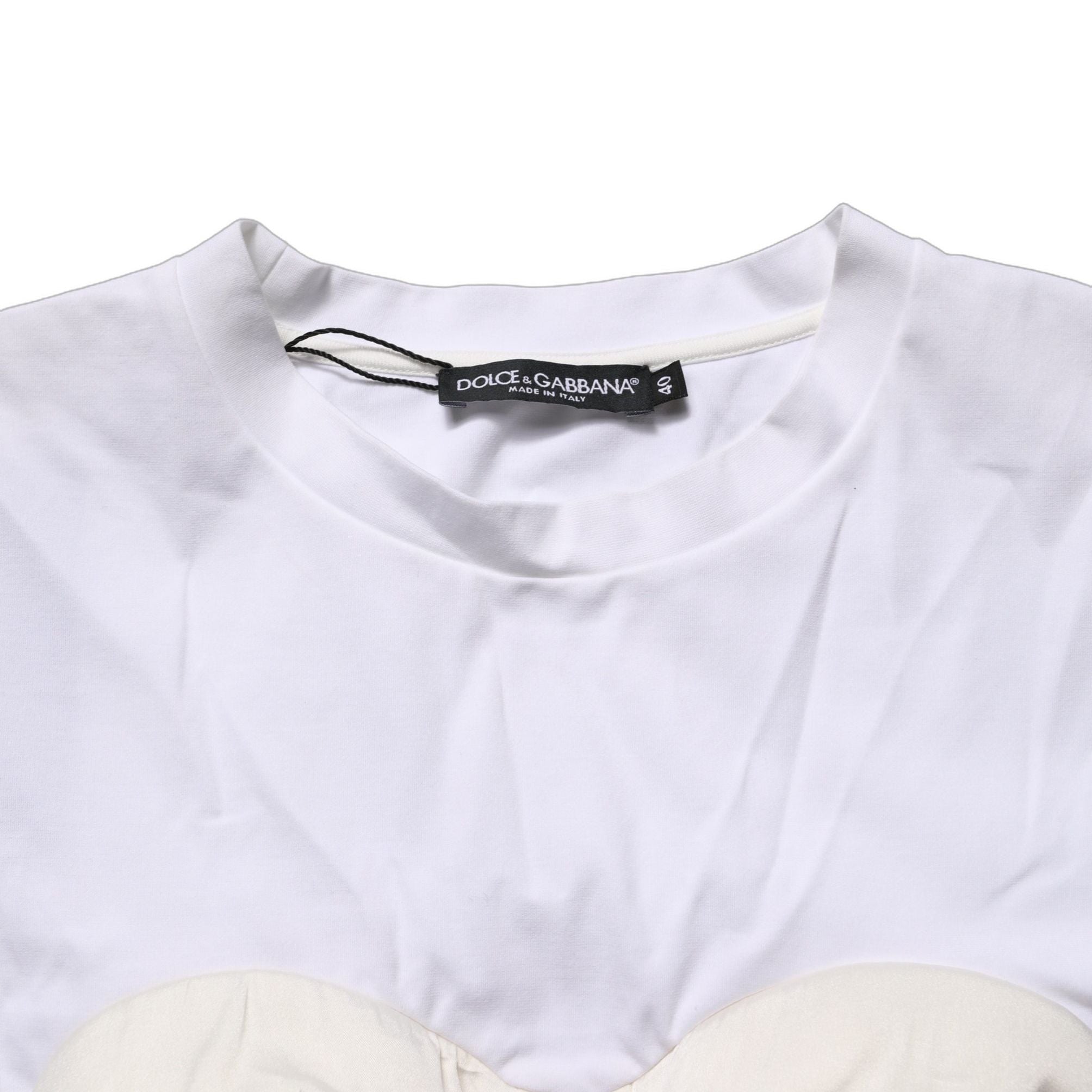 Dolce & Gabbana White Bustier Short Sleeve CrewNeck Cropped Top