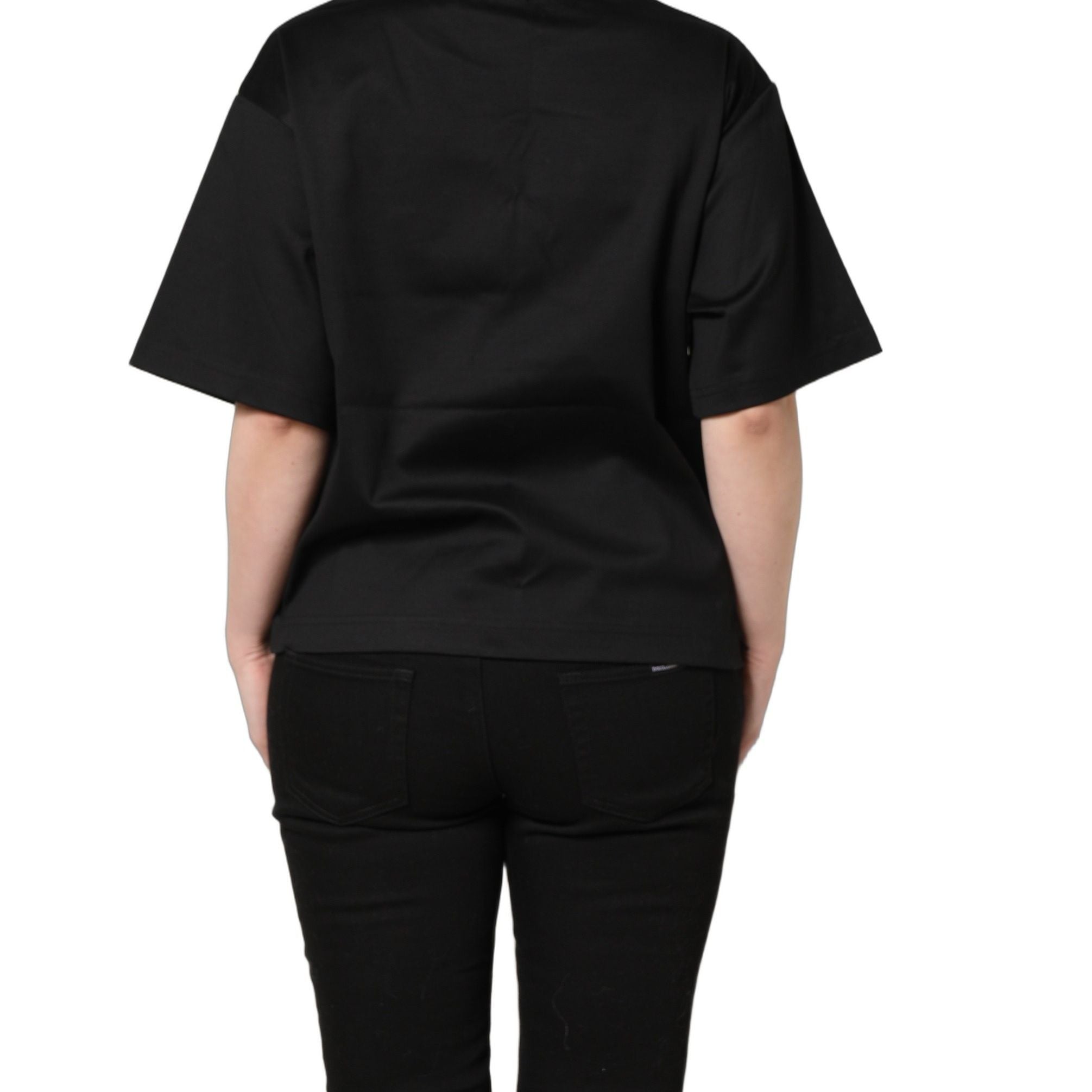 Dolce & Gabbana Black Jersey Graphic Short Sleeve Crew Neck T-shirt