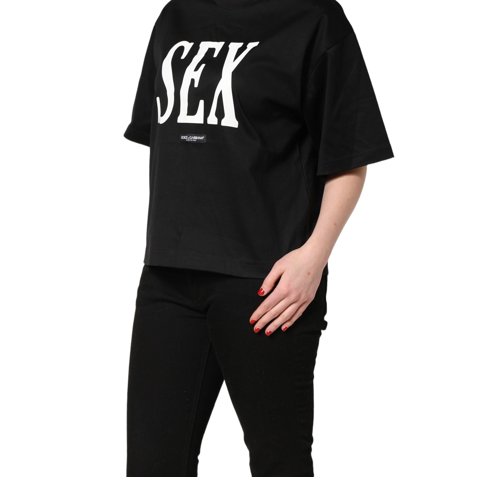 Dolce & Gabbana Black Jersey Graphic Short Sleeve Crew Neck T-shirt