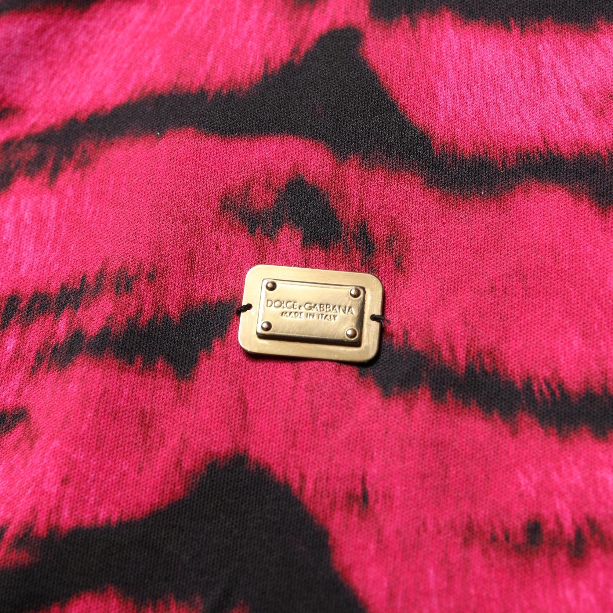 Dolce & Gabbana Pink Zebra Sleeveless Crew Neck Cropped T-shirt