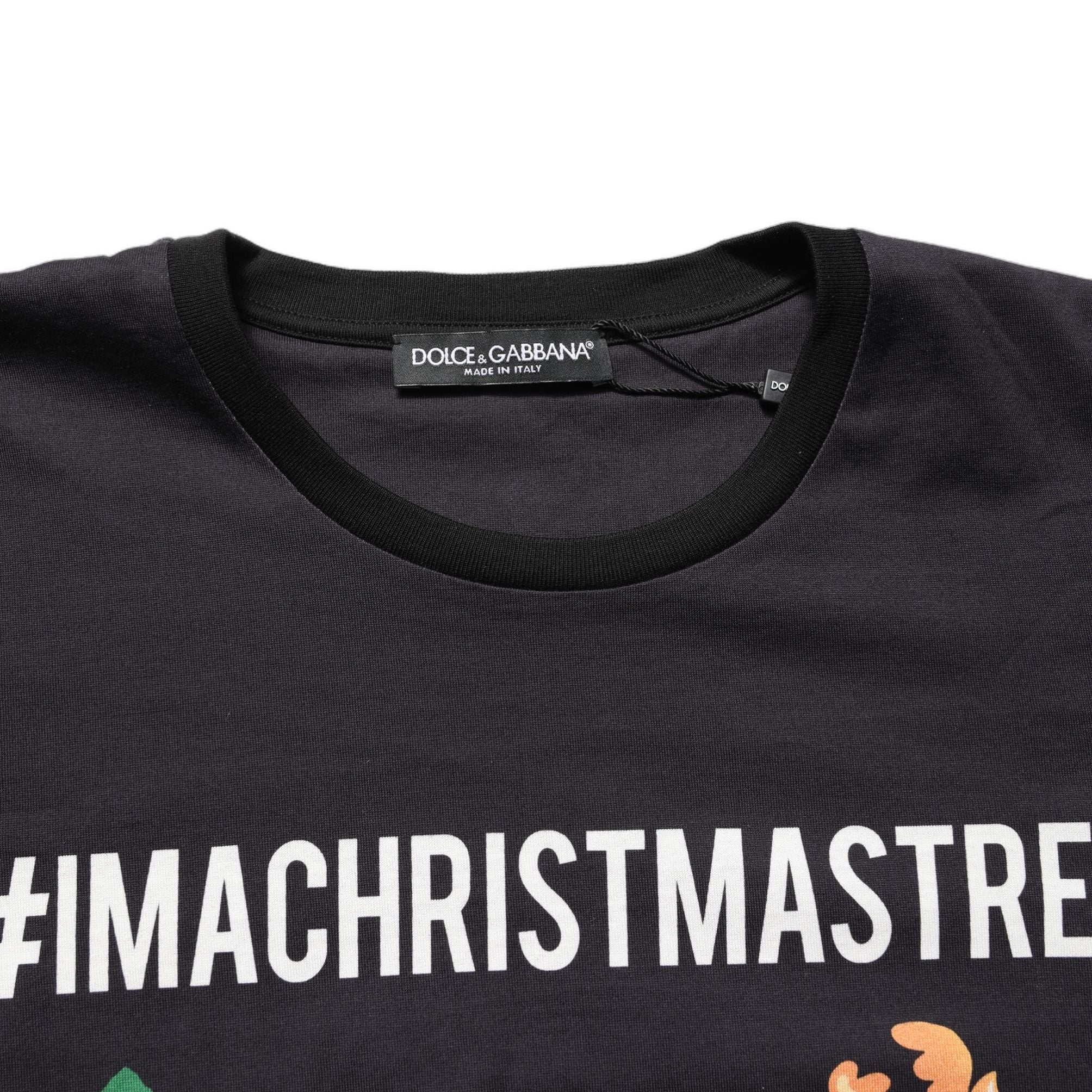 Dolce & Gabbana Black #IAMACHRISTMASTREE Print Cotton T-shirt
