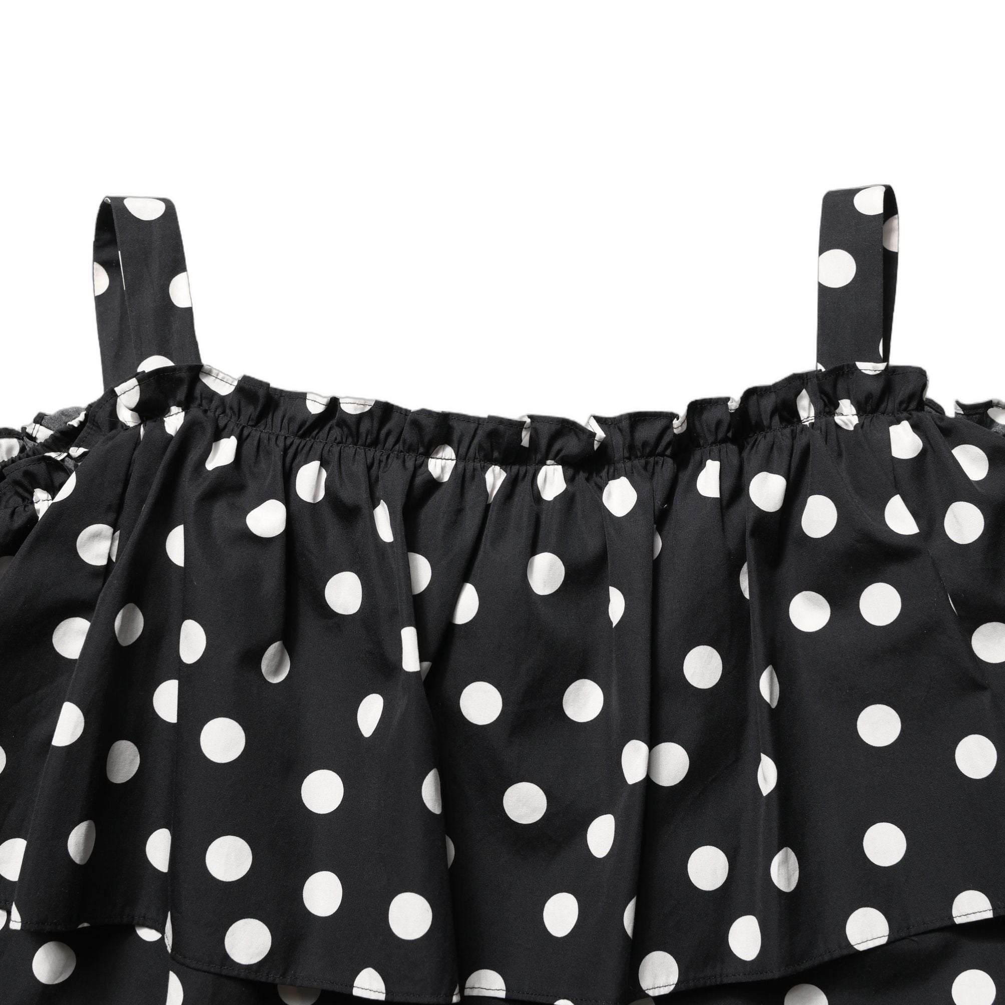 Dolce & Gabbana Black White Polka Dot Off Shoulder Top