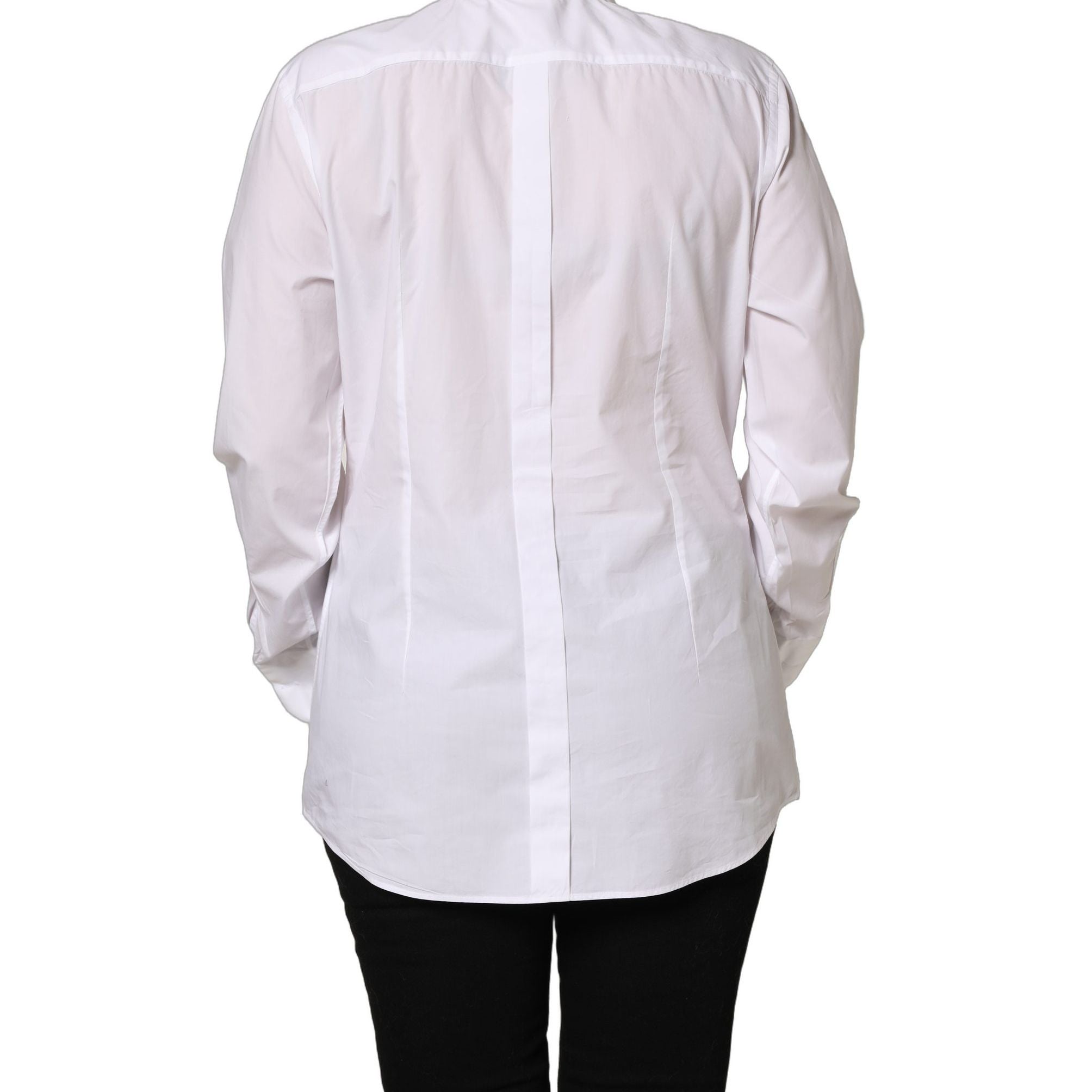 Dolce & Gabbana White Cotton Long Sleeve Button-Up Shirt Top