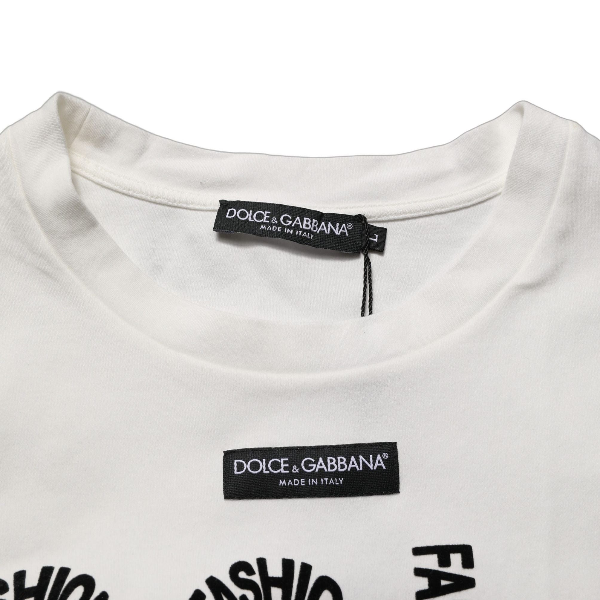 Dolce & Gabbana White Cotton Graphic Sleeveless Tank Top