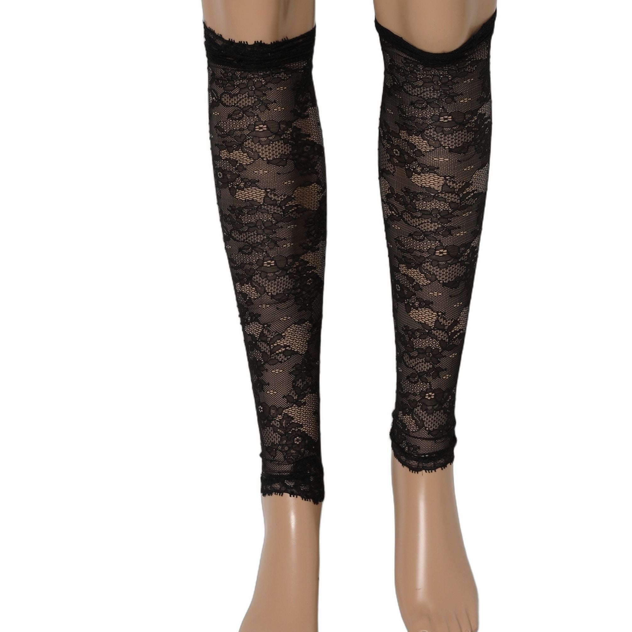 Dolce & Gabbana Black Floral Lace Nylon Stretch Knee Socks