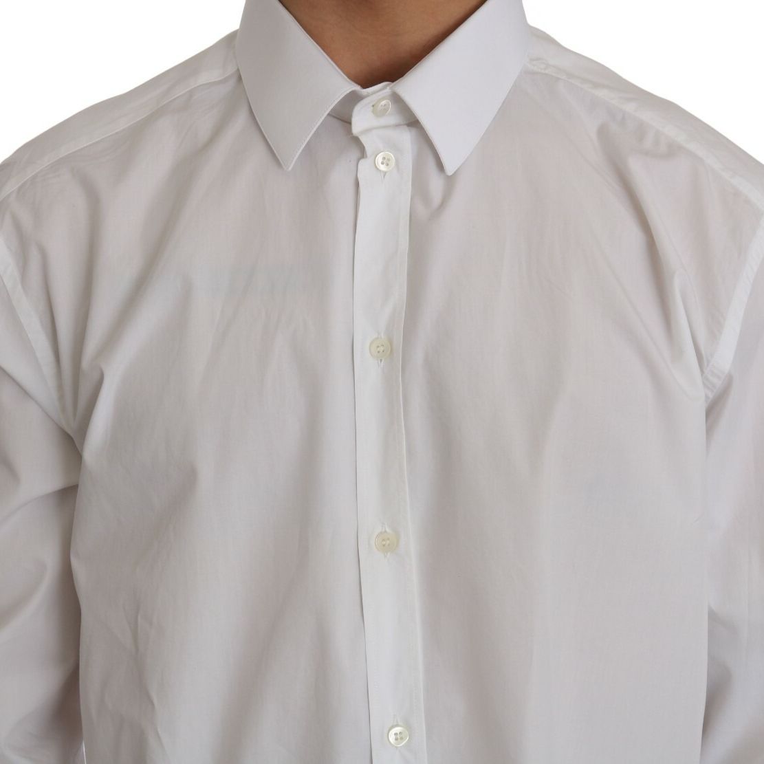 Dolce & Gabbana White 100% Cotton GOLD Slim Dress Shirt