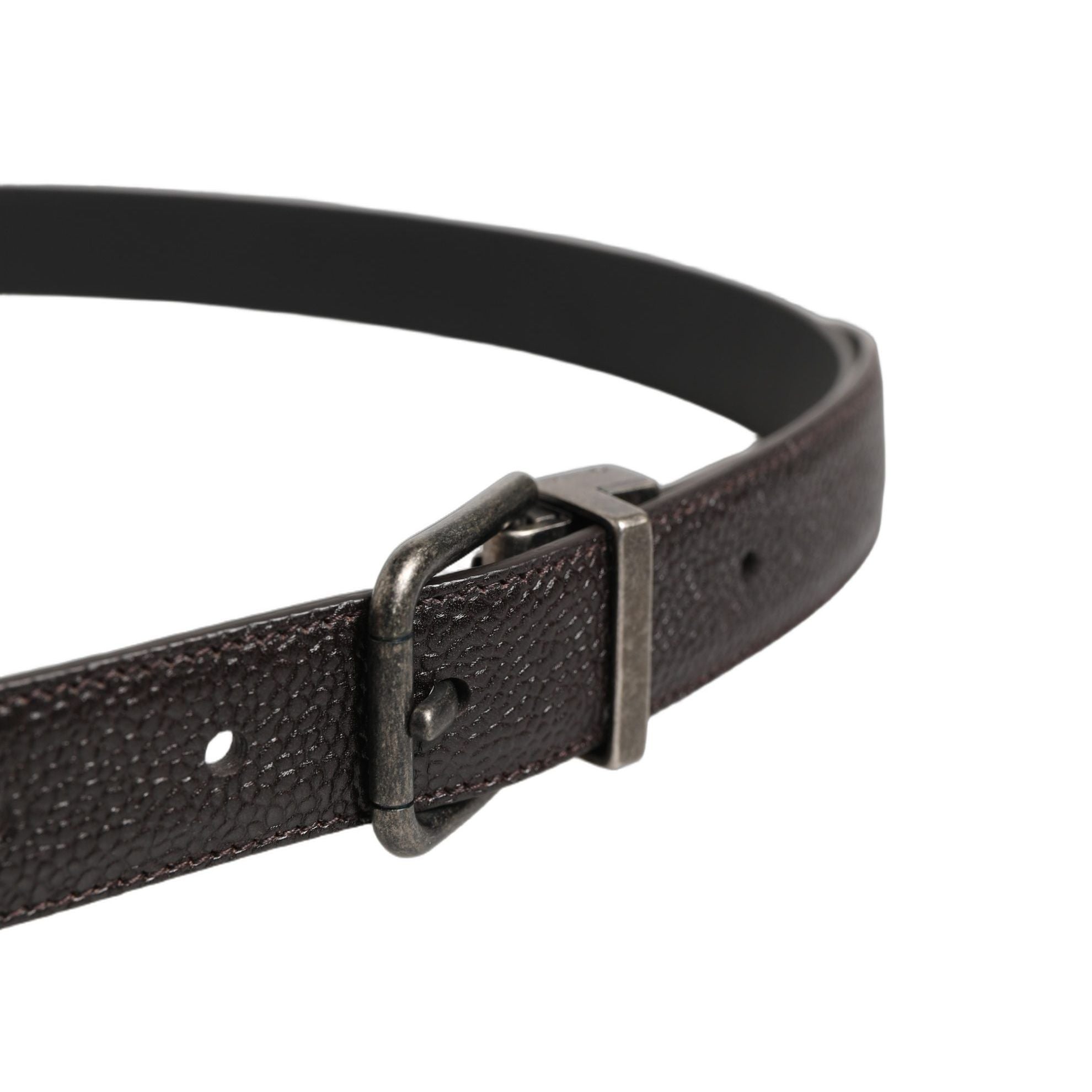 Dolce & Gabbana Brown Calf Leather Vintage Style Silver Buckle Belt