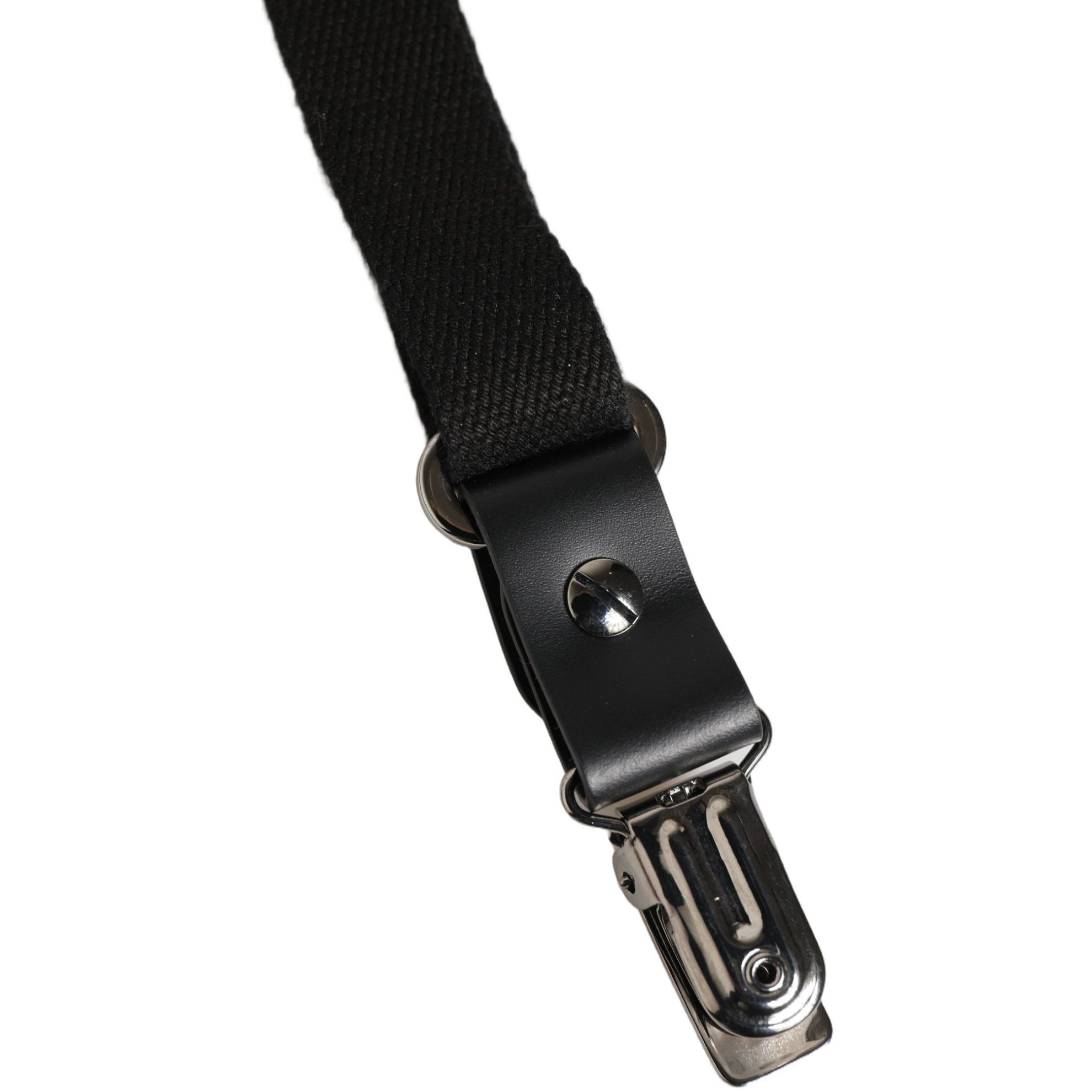 Dolce & Gabbana Black Cotton Leather Elastic Y-back Metal Clips Suspender