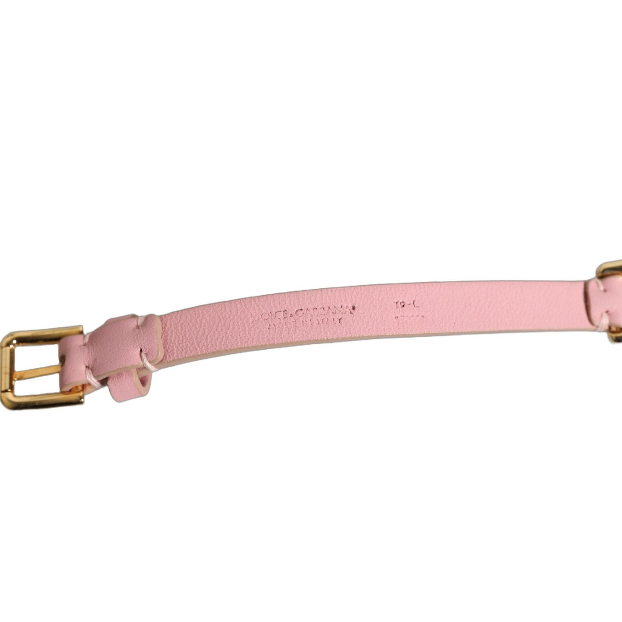 Dolce & Gabbana Pink Leather Crystal Chain Embellished Belt