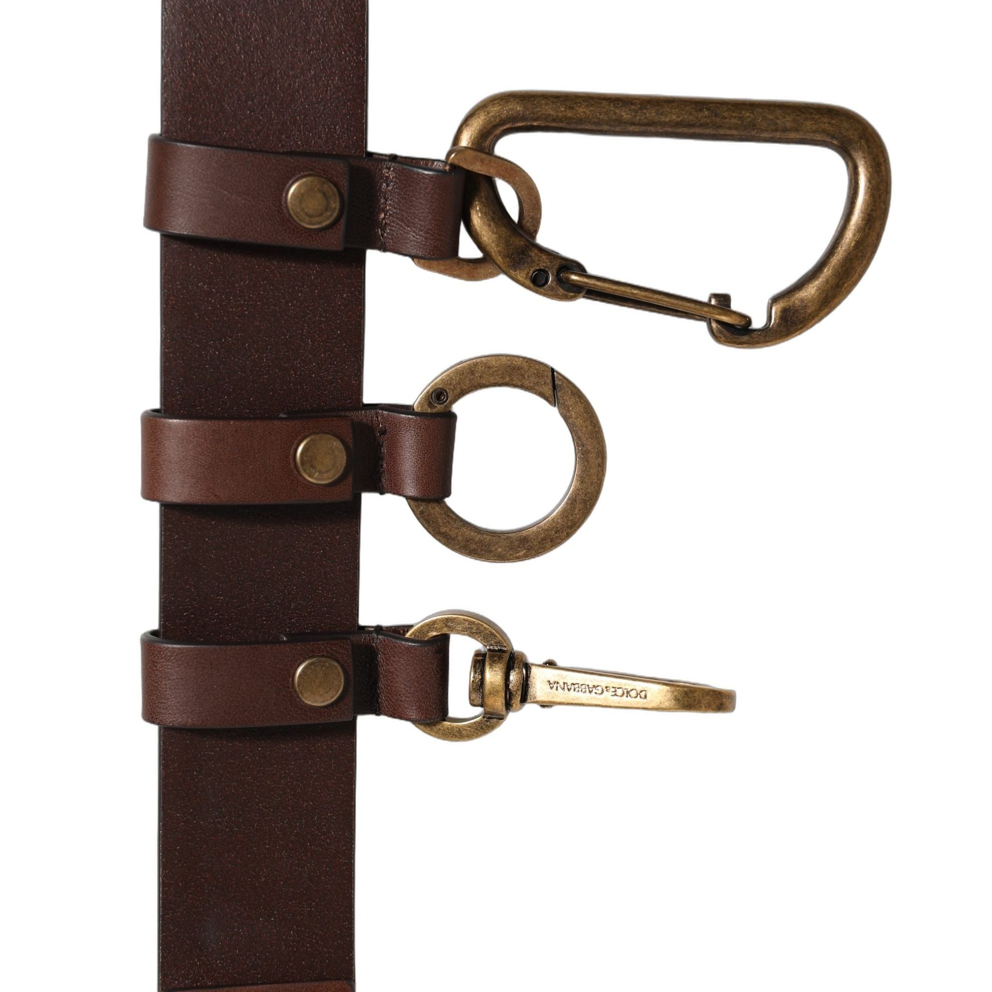 Dolce & Gabbana Brown Calfskin Leather Gold Metal Buckle Belt