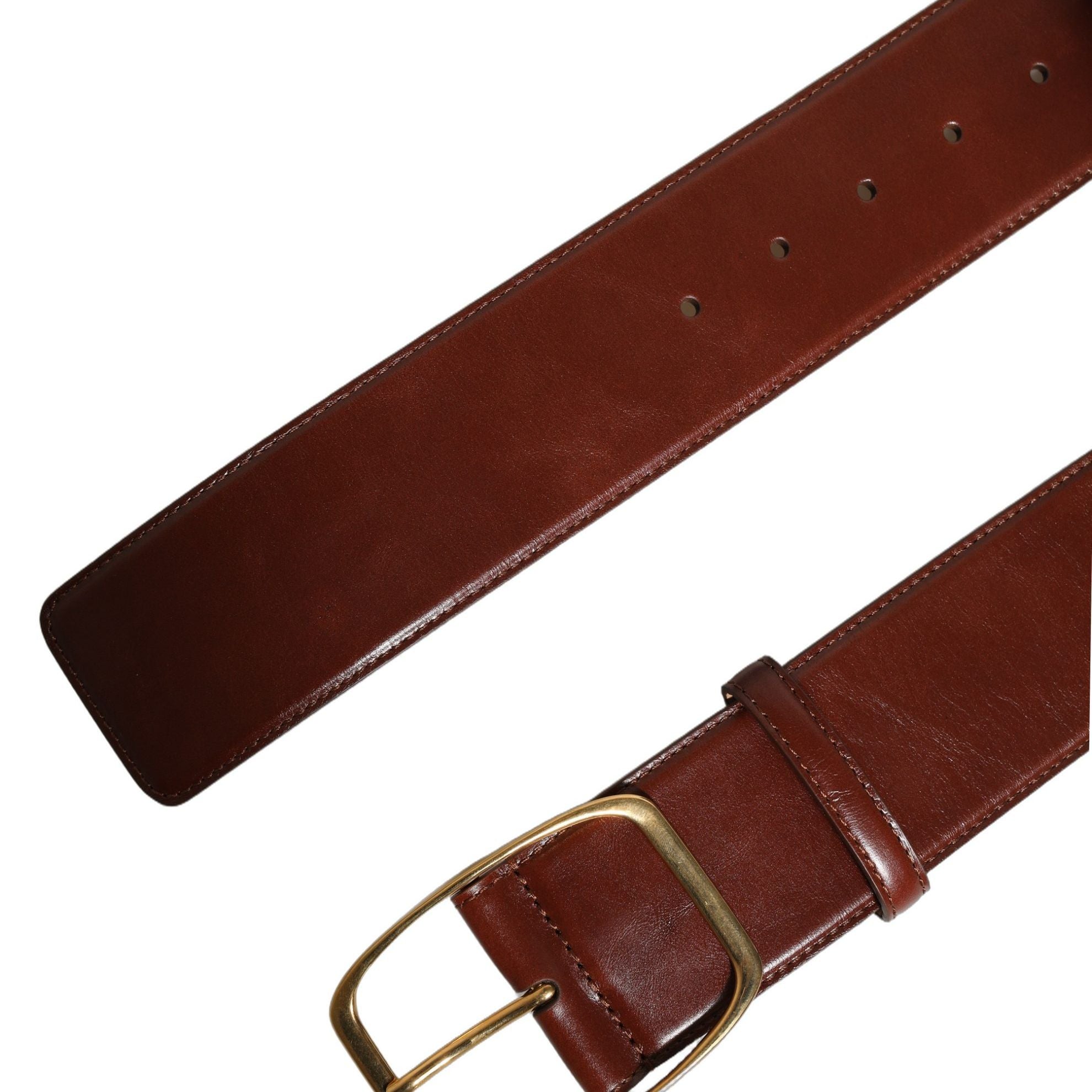 Dolce & Gabbana Brown Calfskin Leather Gold Metal Buckle Belt