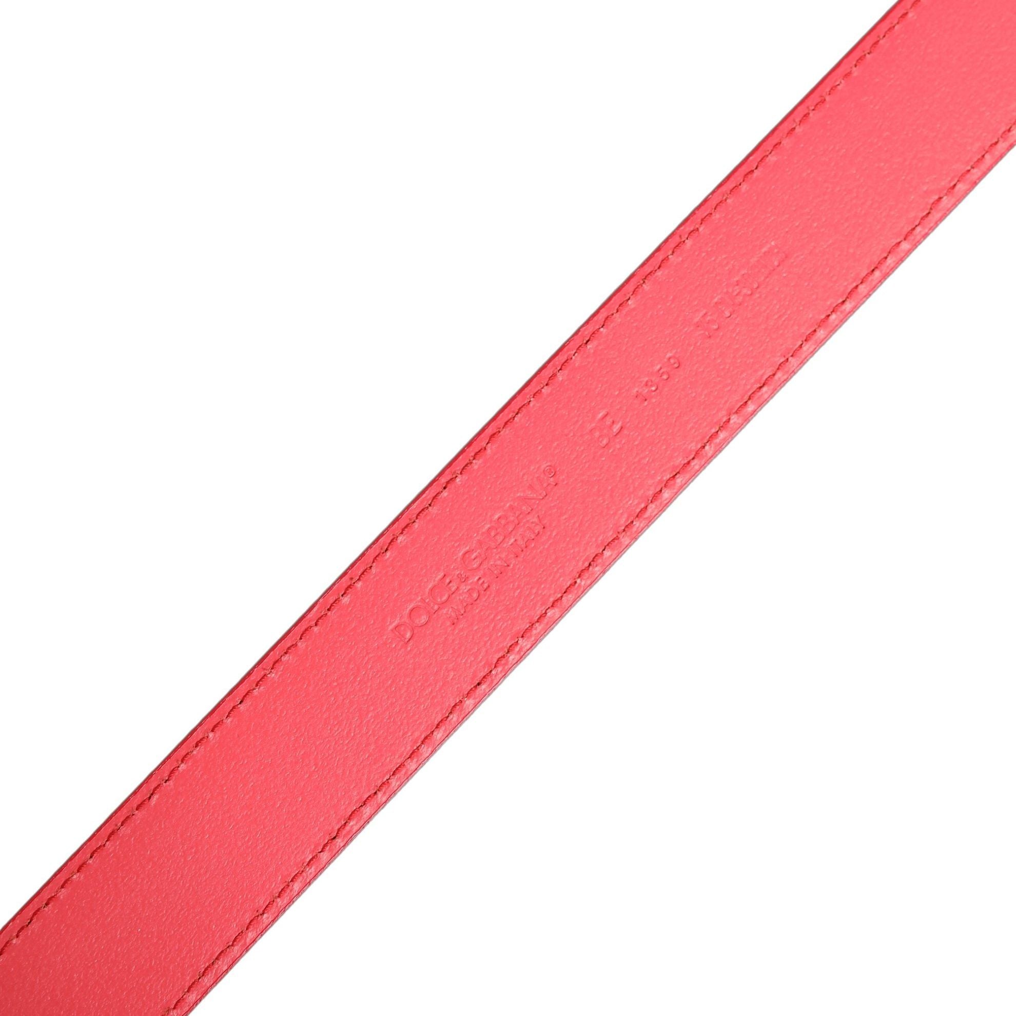 Dolce & Gabbana Pink Lambskin Leather Silver Metal Buckle Belt
