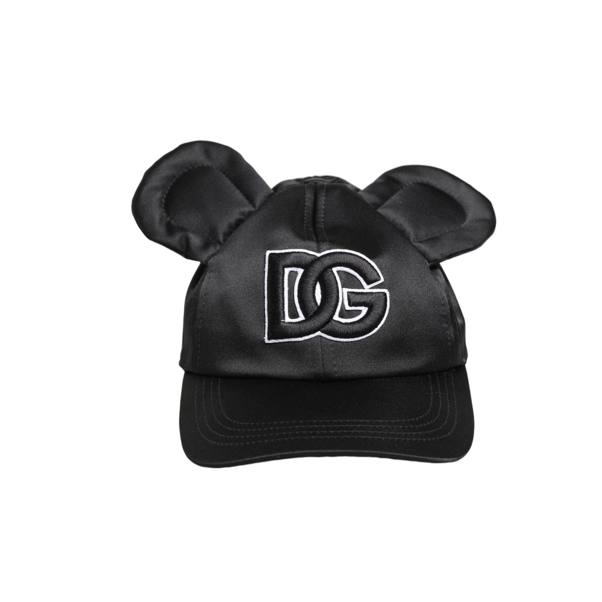 Dolce & Gabbana Men Black Velvet Animal Ears Baseball Cap Hat