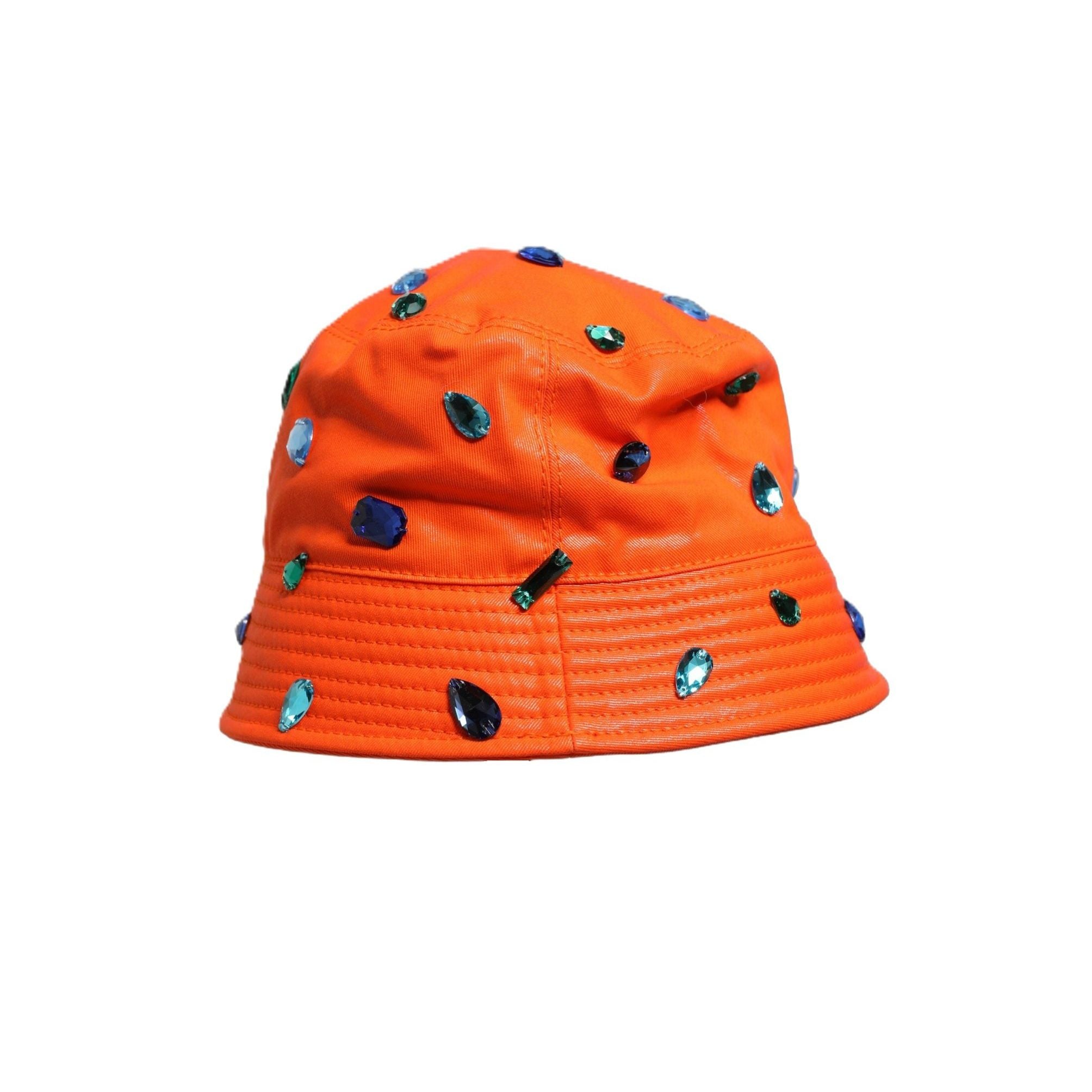 Dolce & Gabbana Orange Crystal Embellished Bucket Fisherman Cap Hat