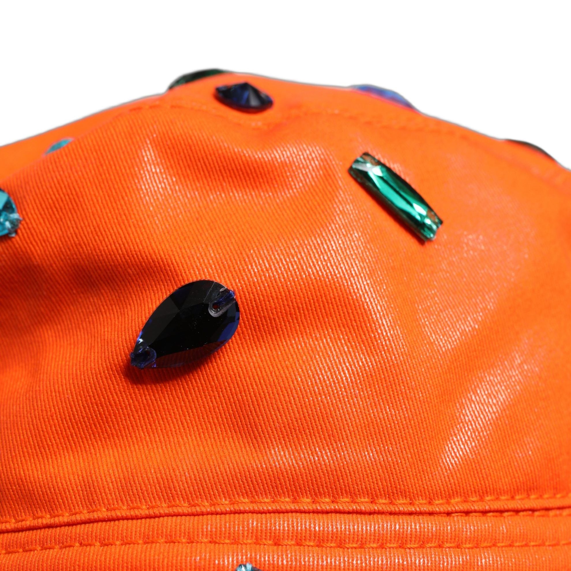 Dolce & Gabbana Orange Crystal Embellished Bucket Fisherman Cap Hat