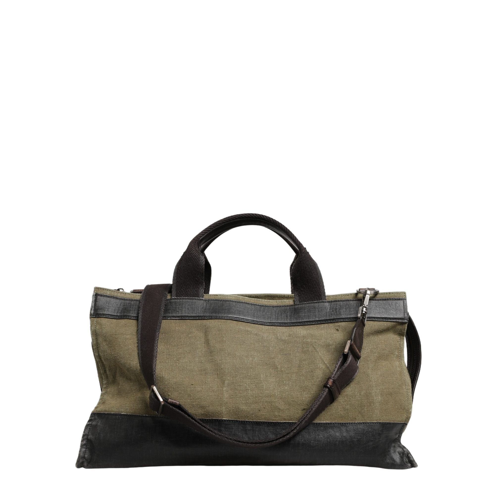 Dolce & Gabbana Military Green Two Tone Tote Duffel Shoulder Borse Bag