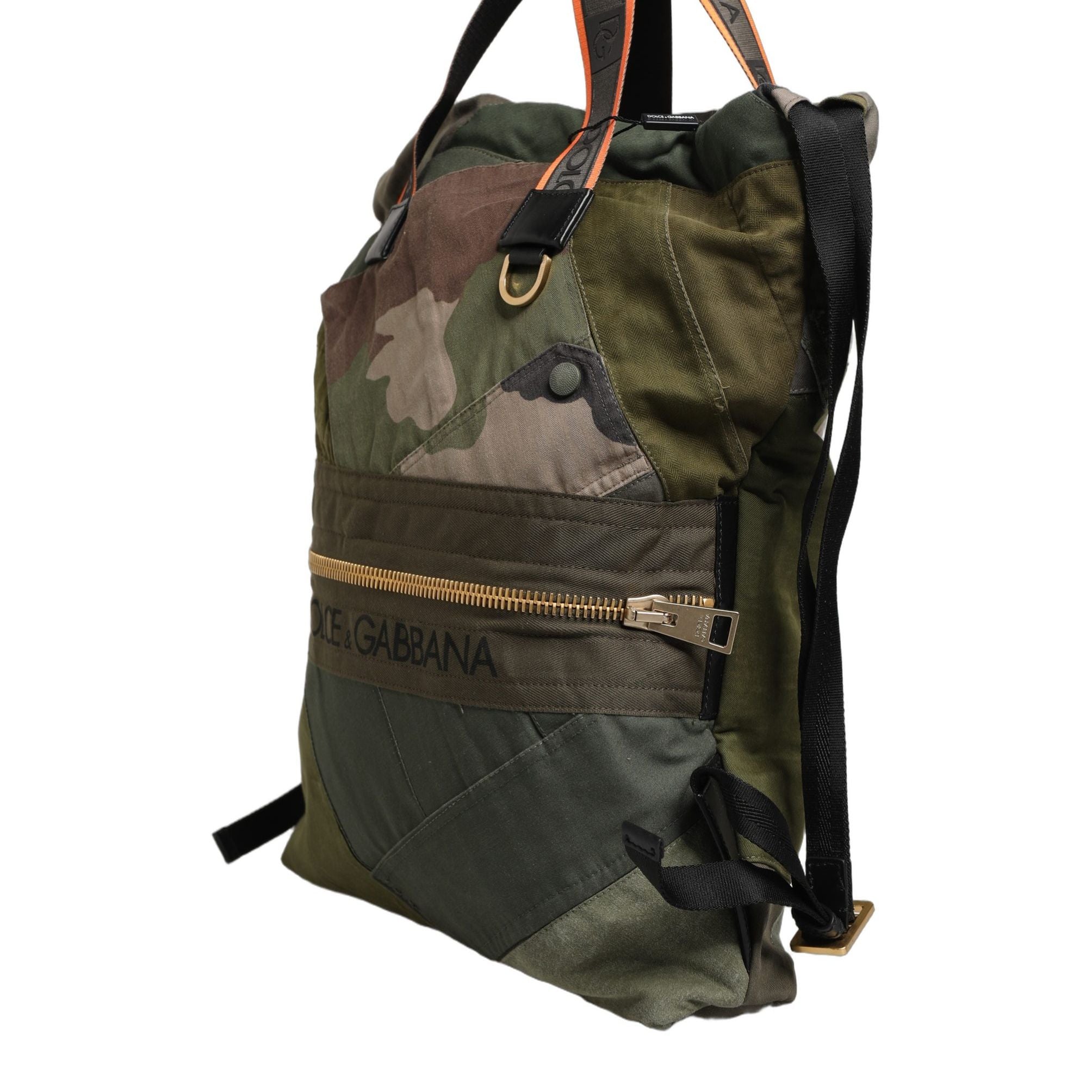 Dolce & Gabbana Military Green Patchwork Rucksack Backpack Borse Men Bag