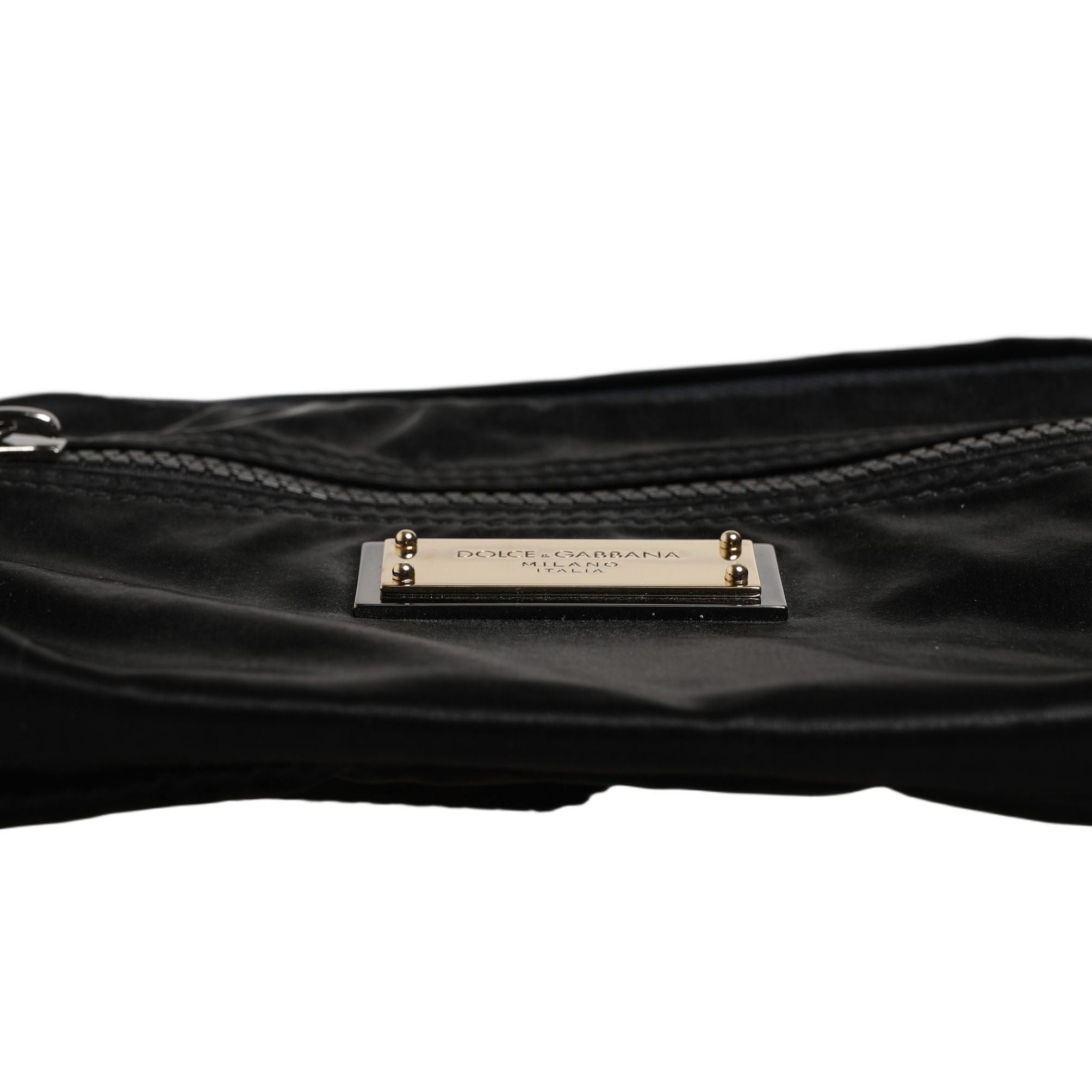 Dolce & Gabbana Black Nylon Brass Plate Bumbag Waist Fanny Pack Men Bag