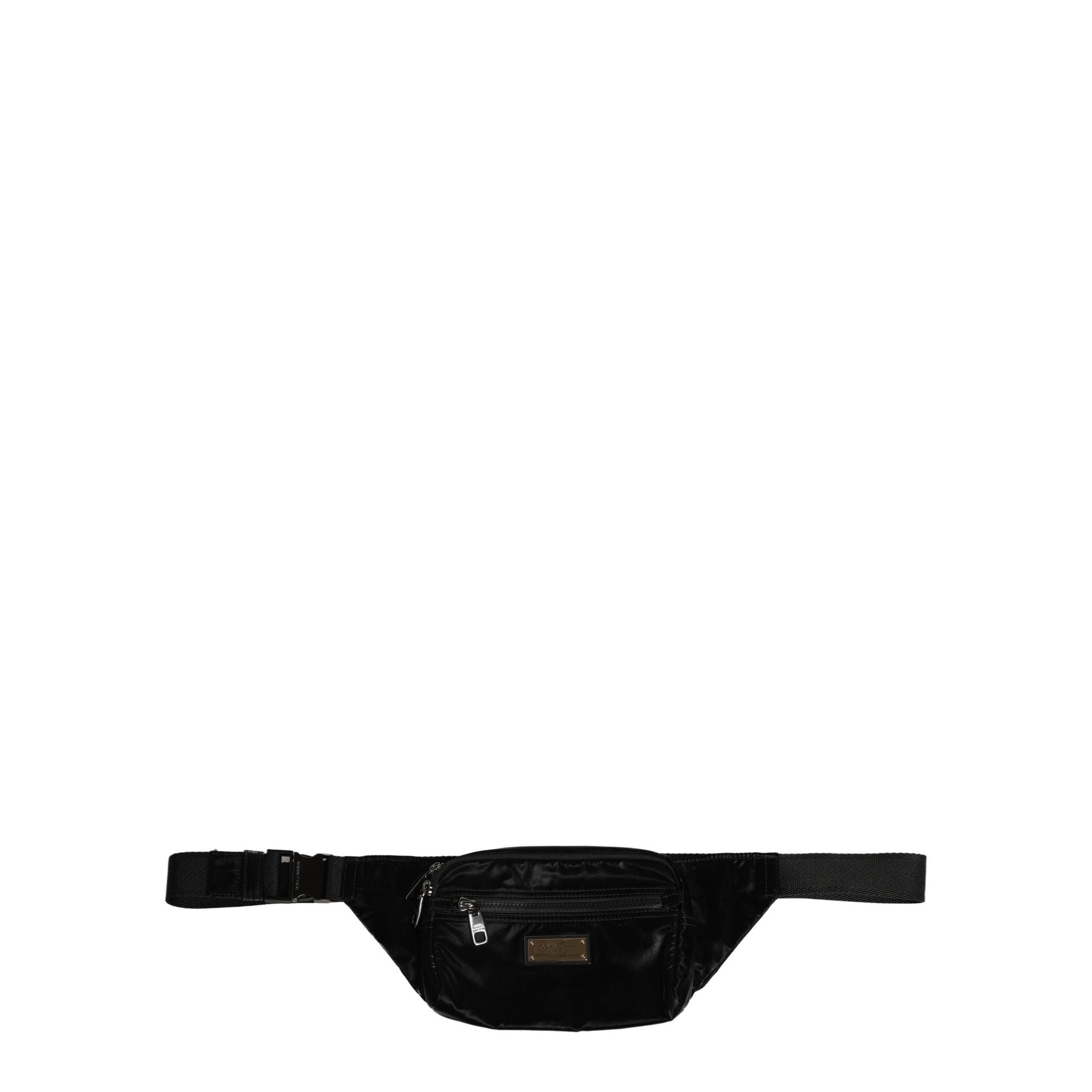 Dolce & Gabbana Black Nylon Brass Plate Bumbag Waist Fanny Pack Men Bag