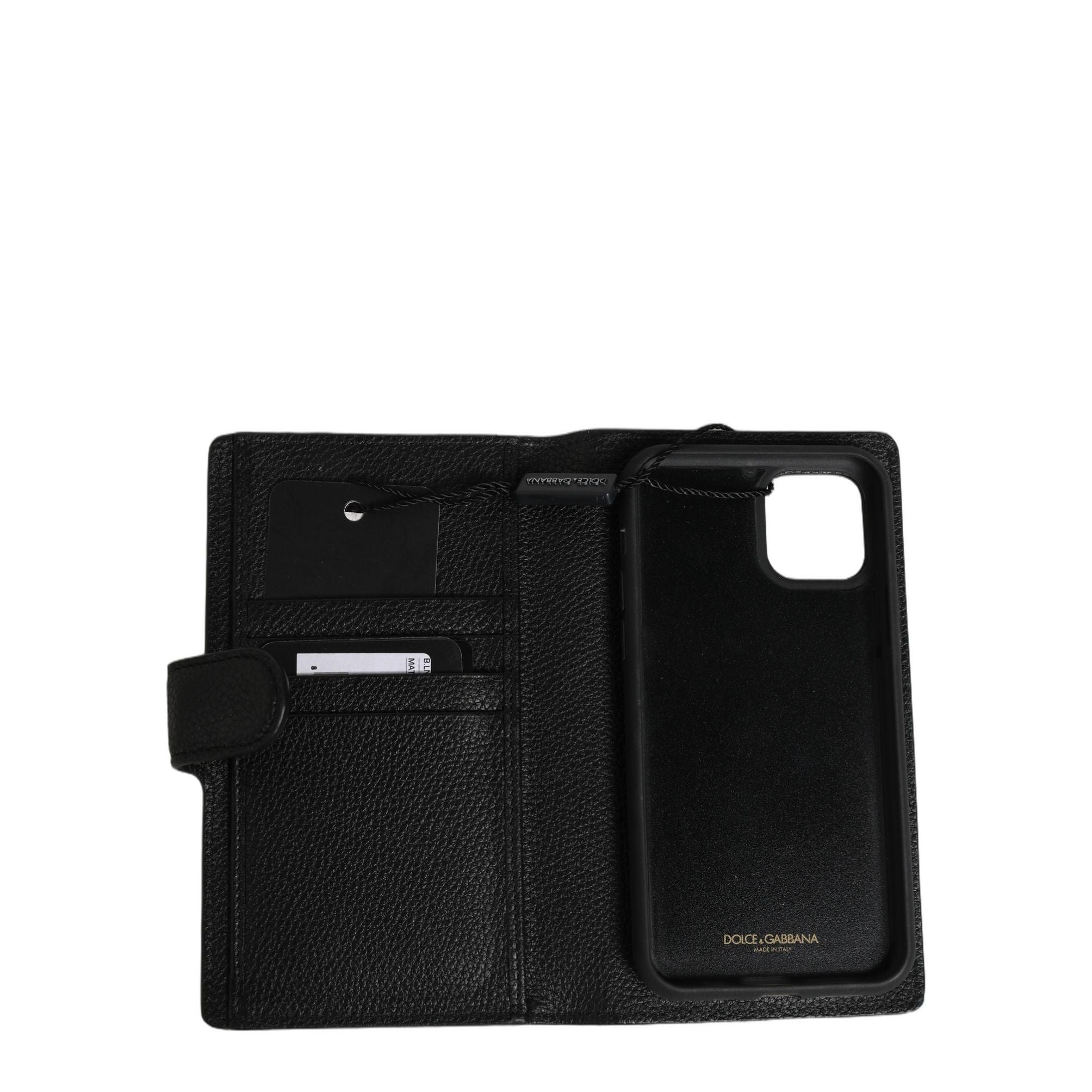 Dolce & Gabbana Case Flip Cover Black Calf Leather iPhone11 PRO Phone
