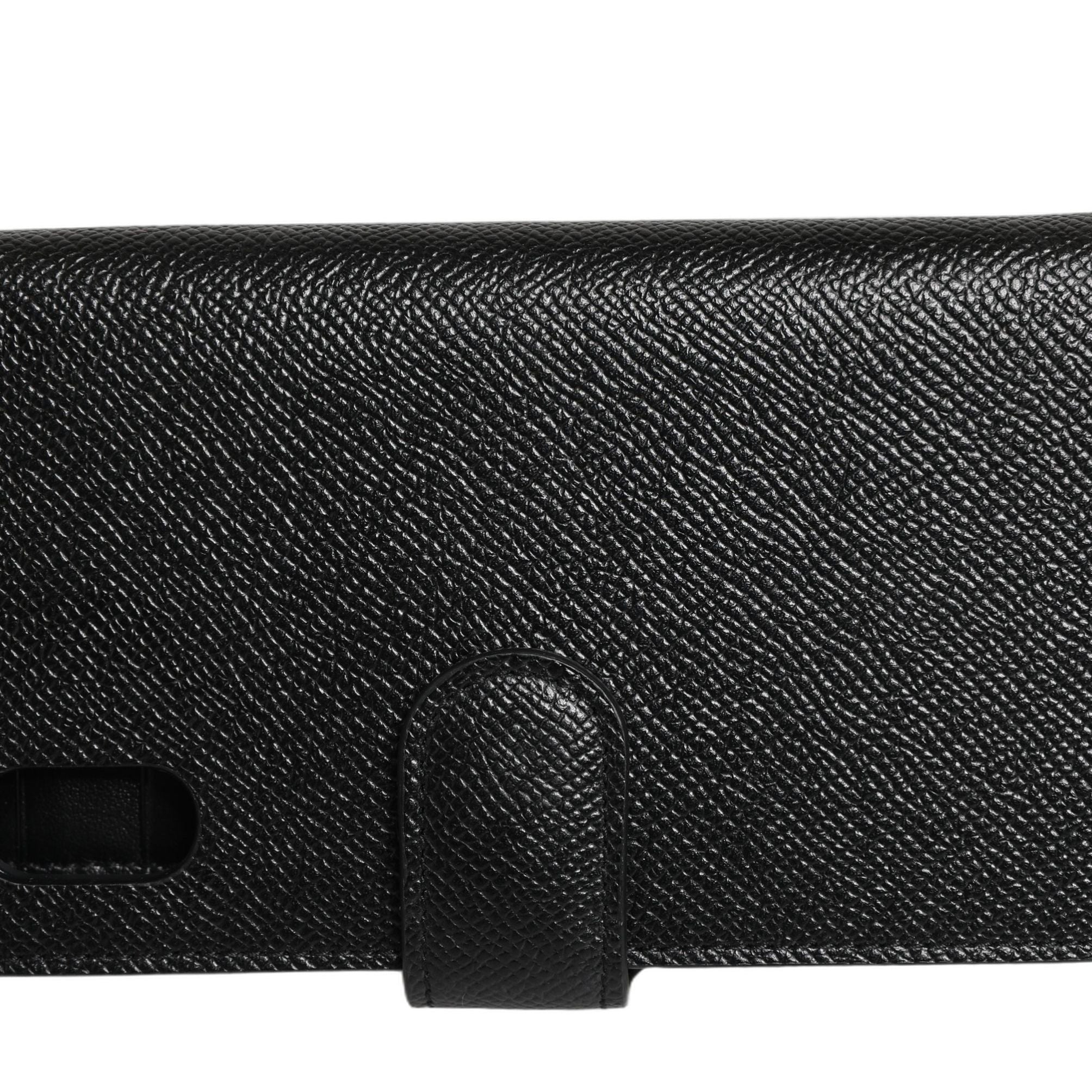 Dolce & Gabbana Case Flip Cover Black Calf Leather iPhone X - XS Phone