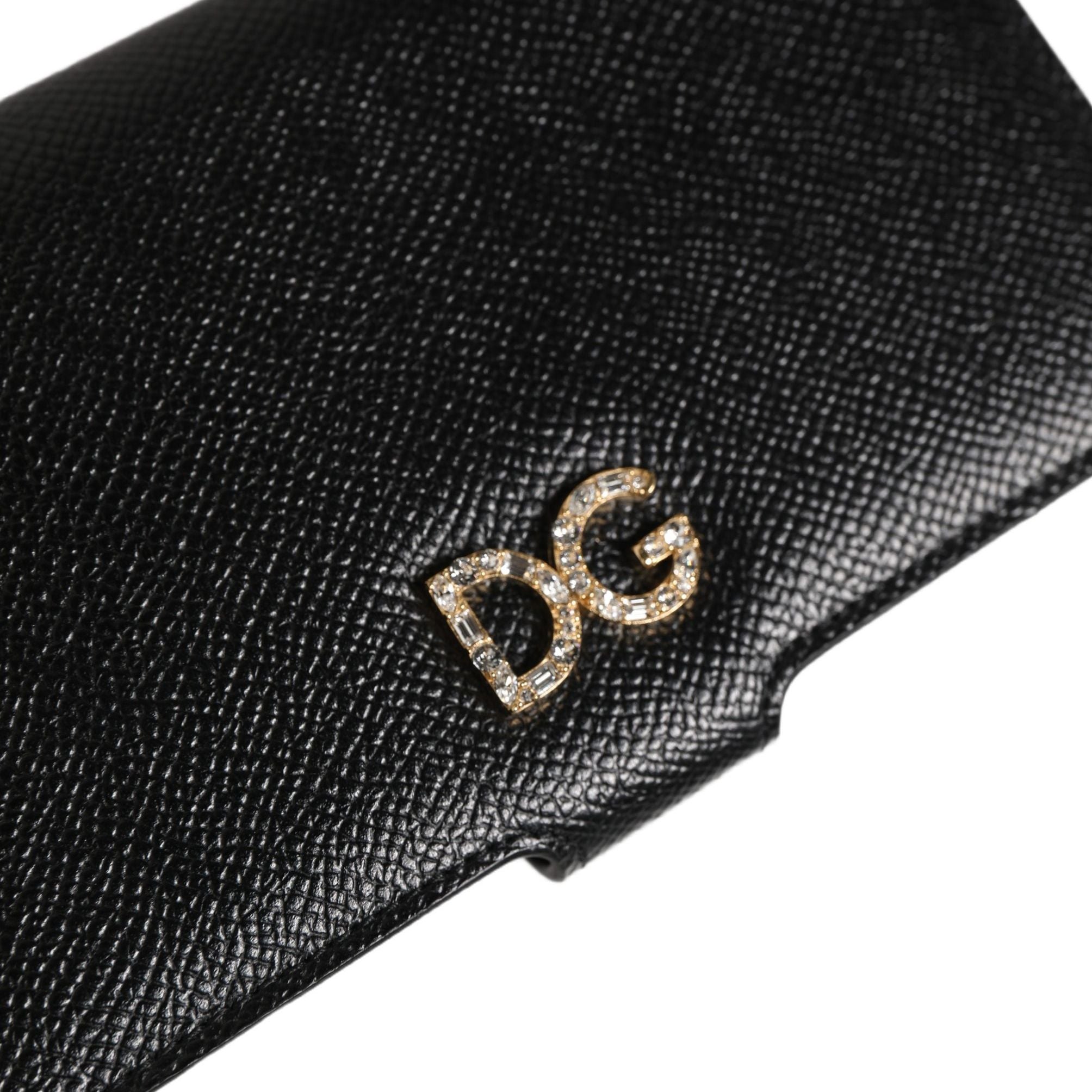 Dolce & Gabbana Case Flip Cover Black Calf Leather iPhone X - XS Phone