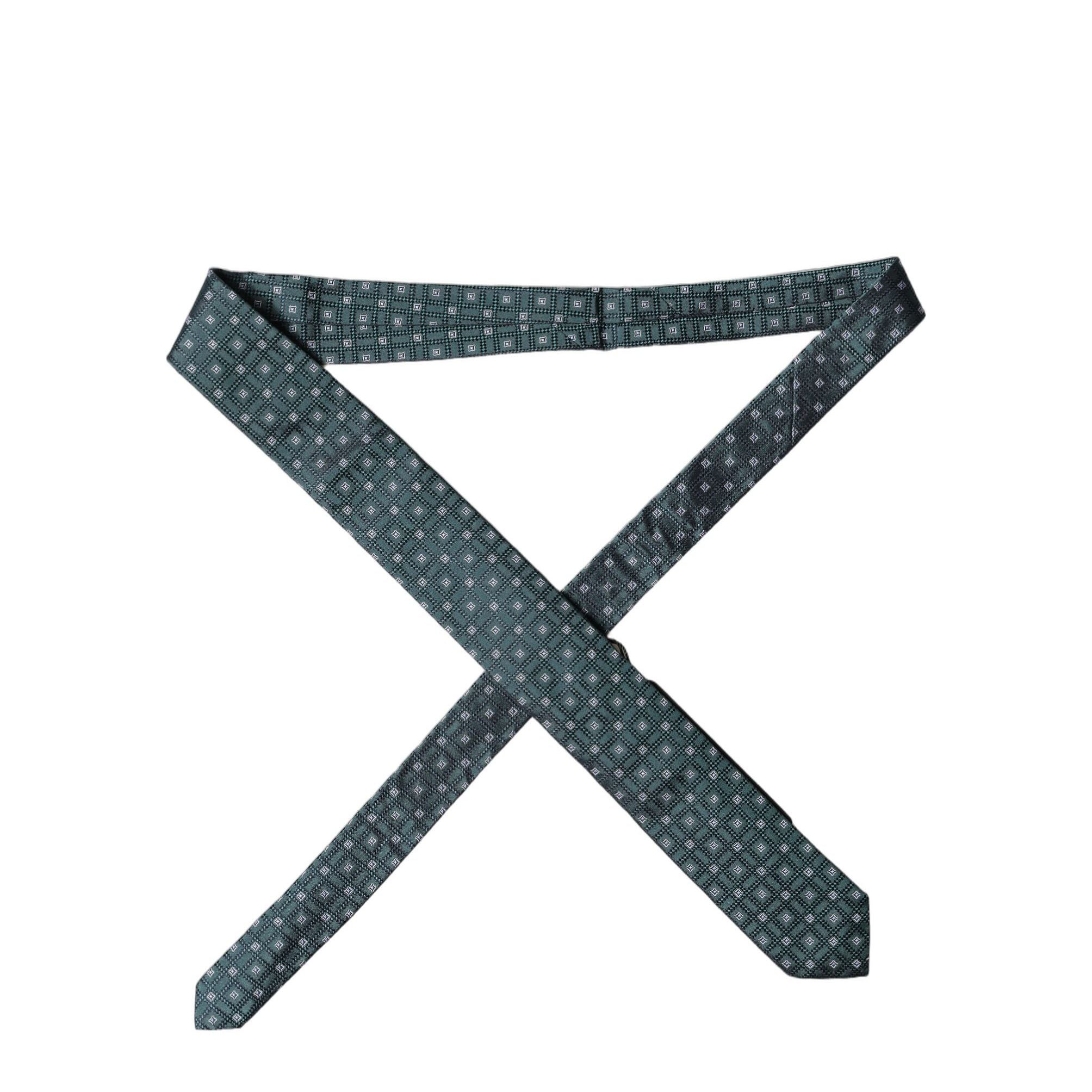 Dolce & Gabbana Dark Green Patterned Silk Adjustable Men Necktie Tie