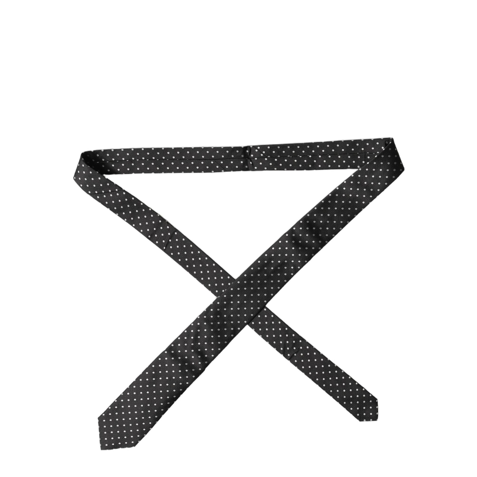 Dolce & Gabbana Black White Polka Dots Silk Adjustable Men Necktie Tie