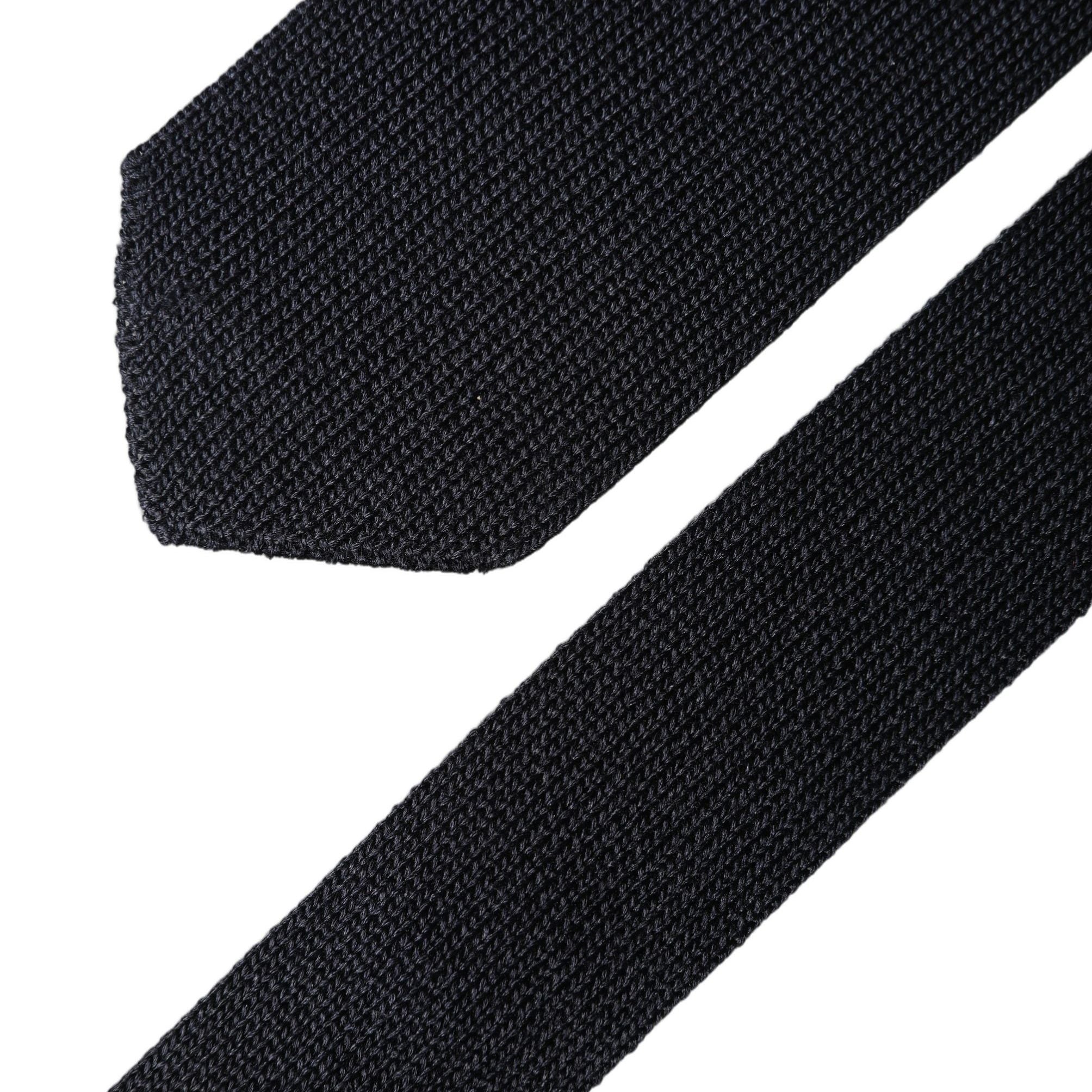 Dolce & Gabbana Dark Blue Solid 100% Silk Adjustable Men Necktie Tie