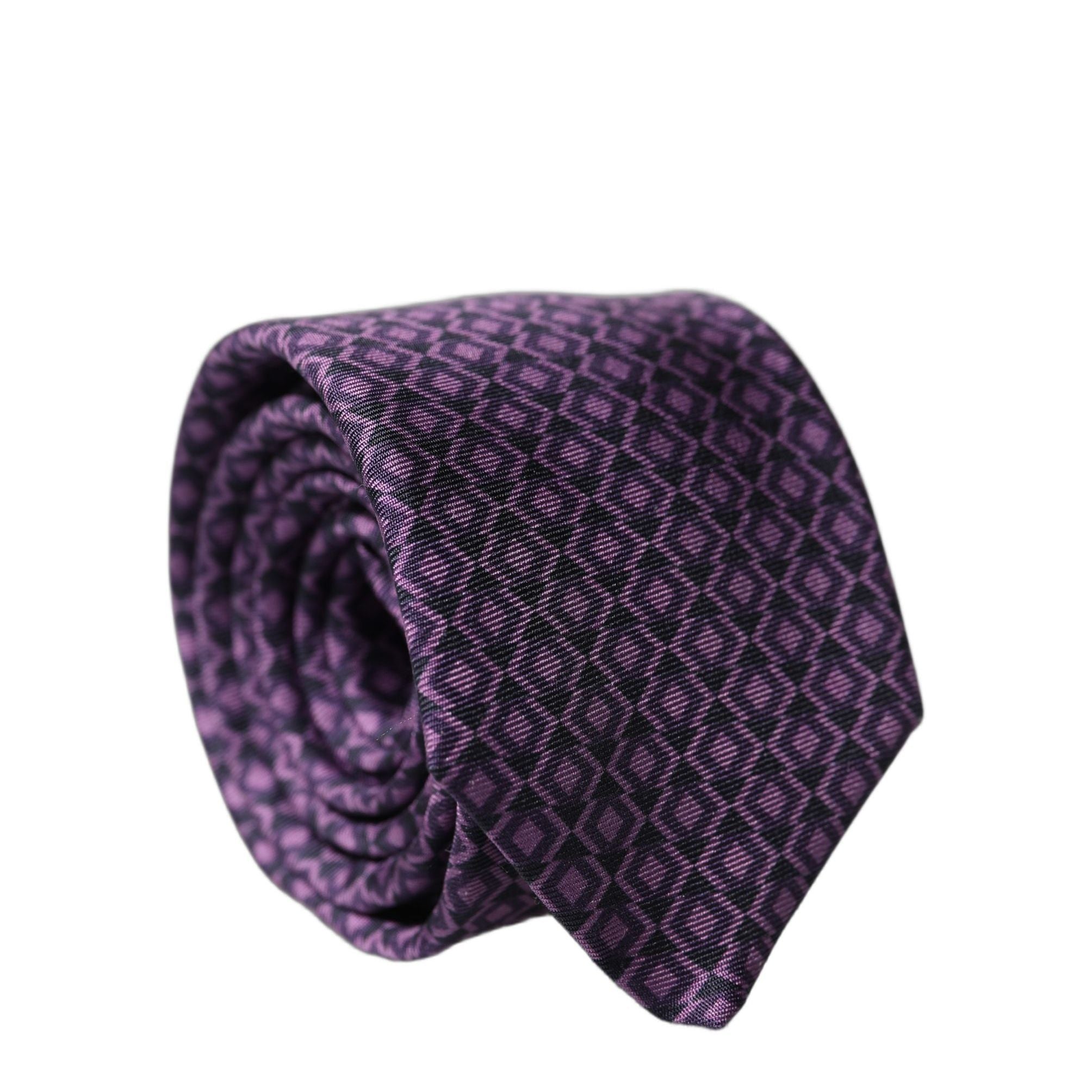 Dolce & Gabbana Purple Patterned 100% Silk Adjustable Men Necktie Tie