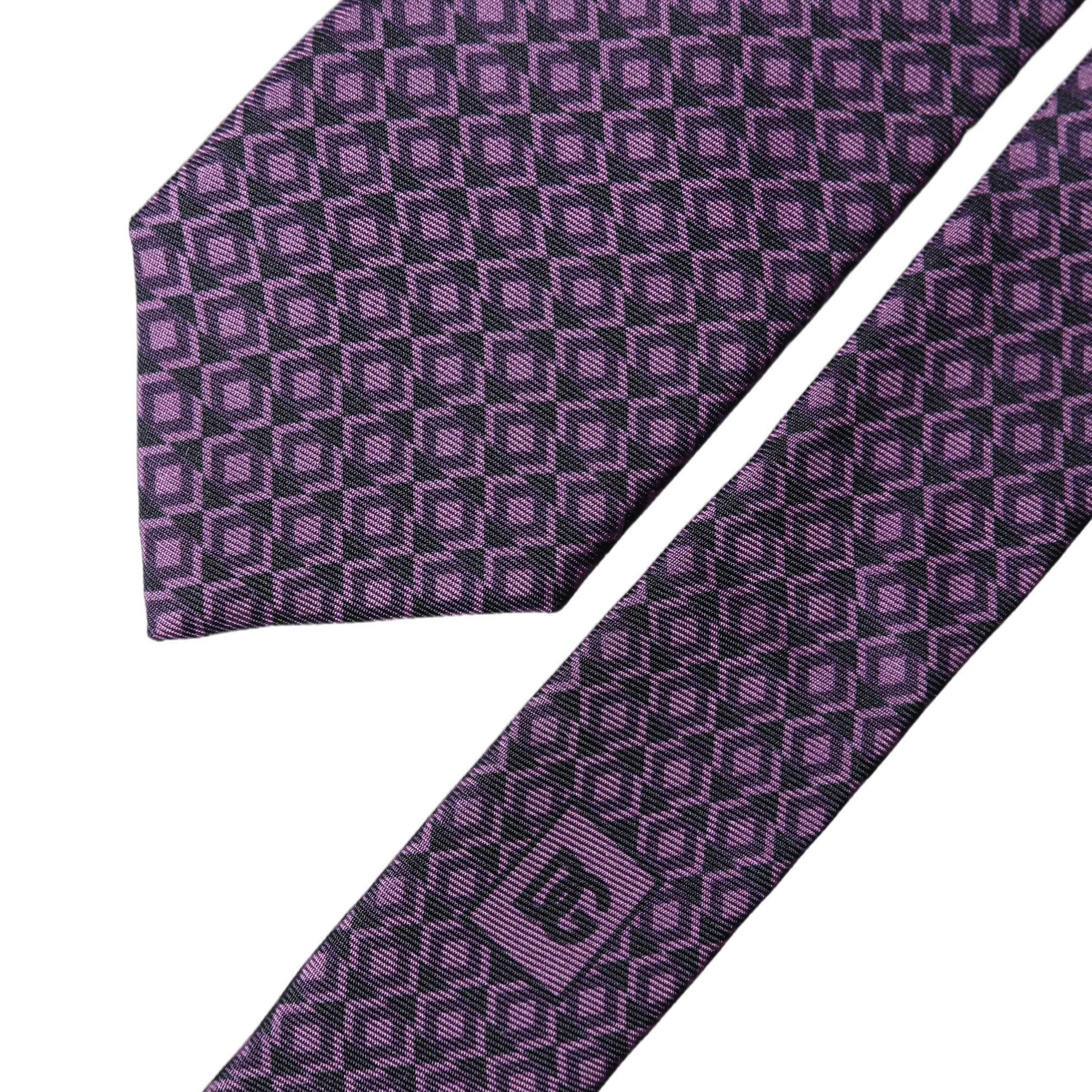 Dolce & Gabbana Purple Patterned 100% Silk Adjustable Men Necktie Tie