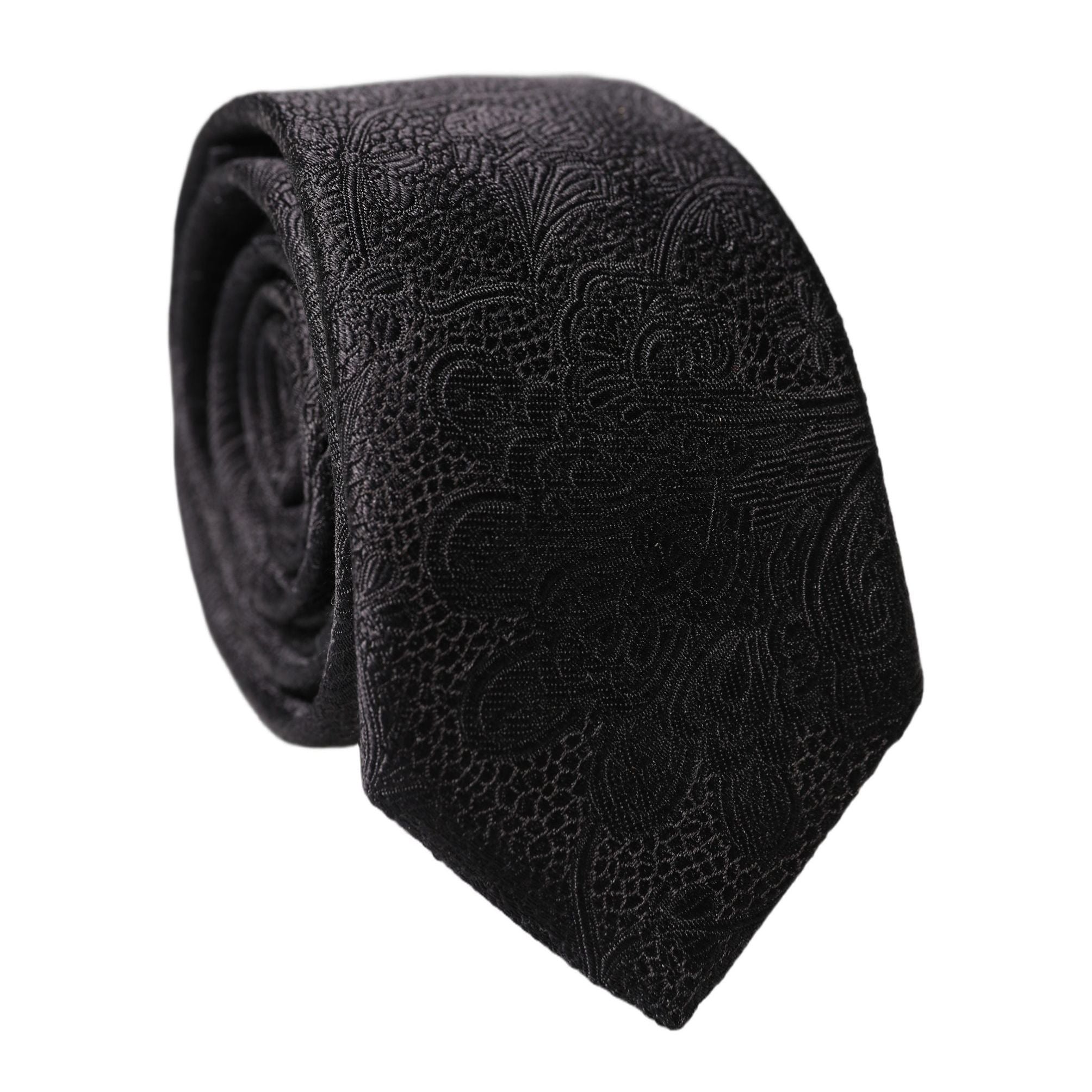 Dolce & Gabbana Black Solid 100% Silk Adjustable Men Tied Necktie Tie