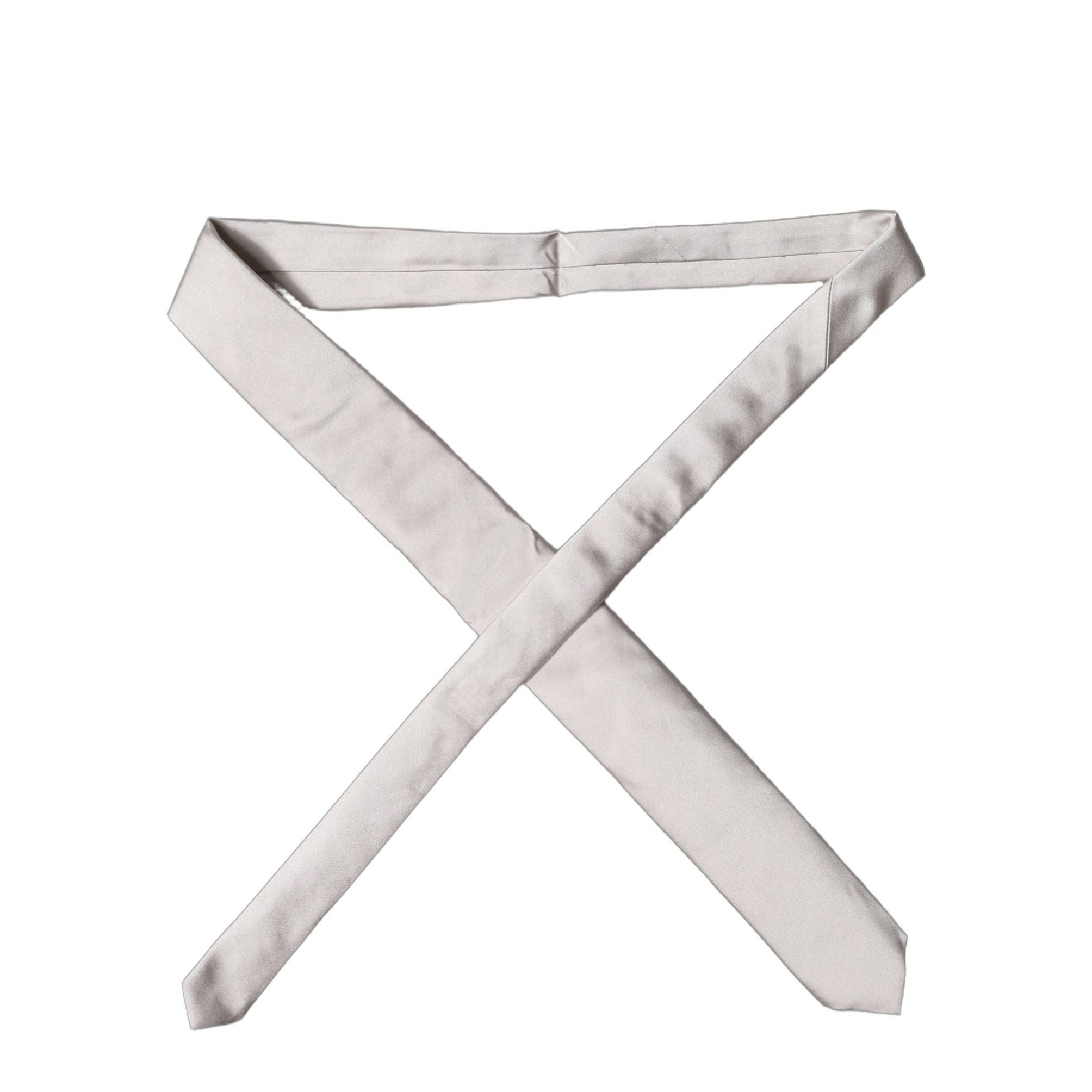 Dolce & Gabbana Light Gray Silk Satin Wide Adjustable Men Necktie Tie