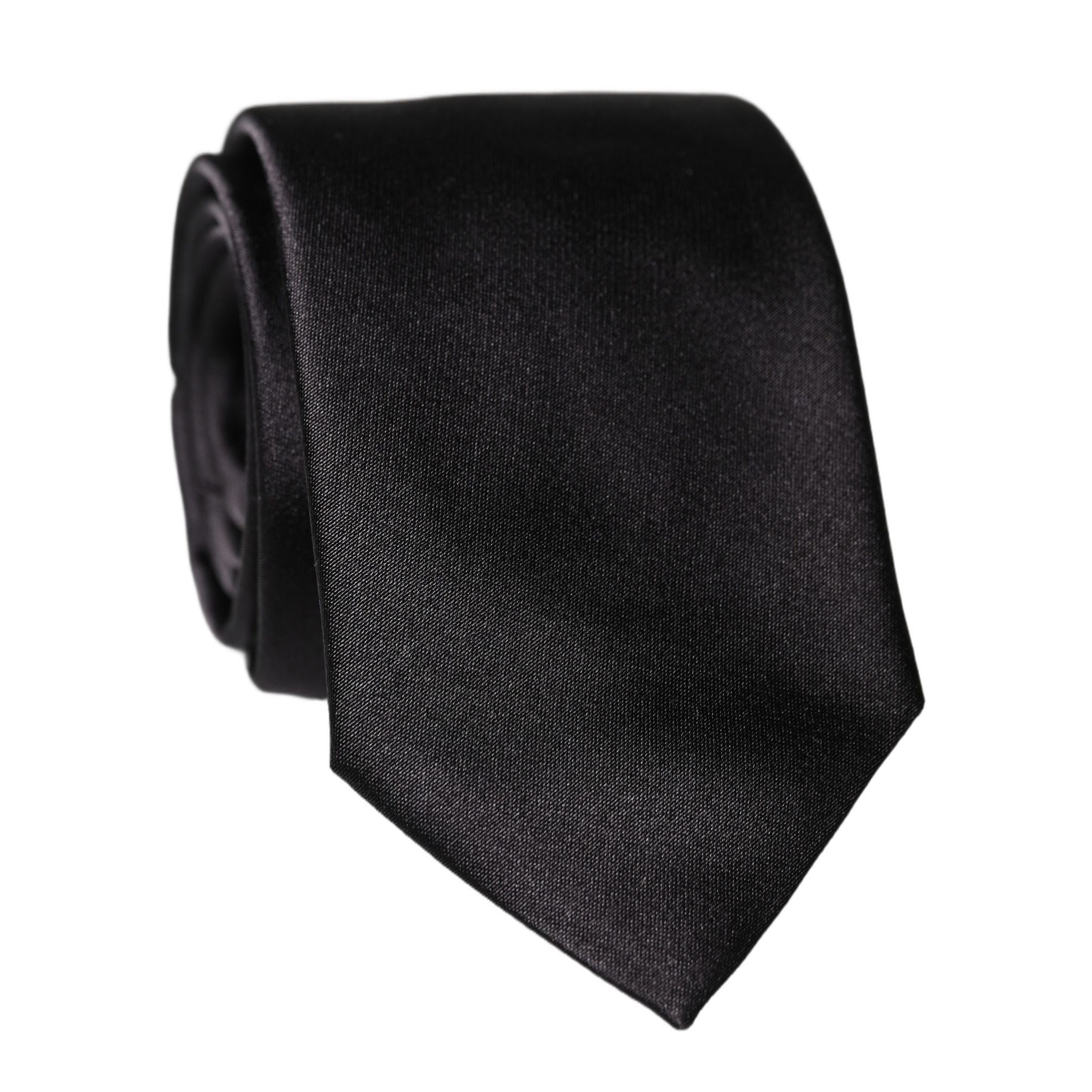 Dolce & Gabbana Black Solid 100% Silk Adjustable Men Tied Necktie Tie