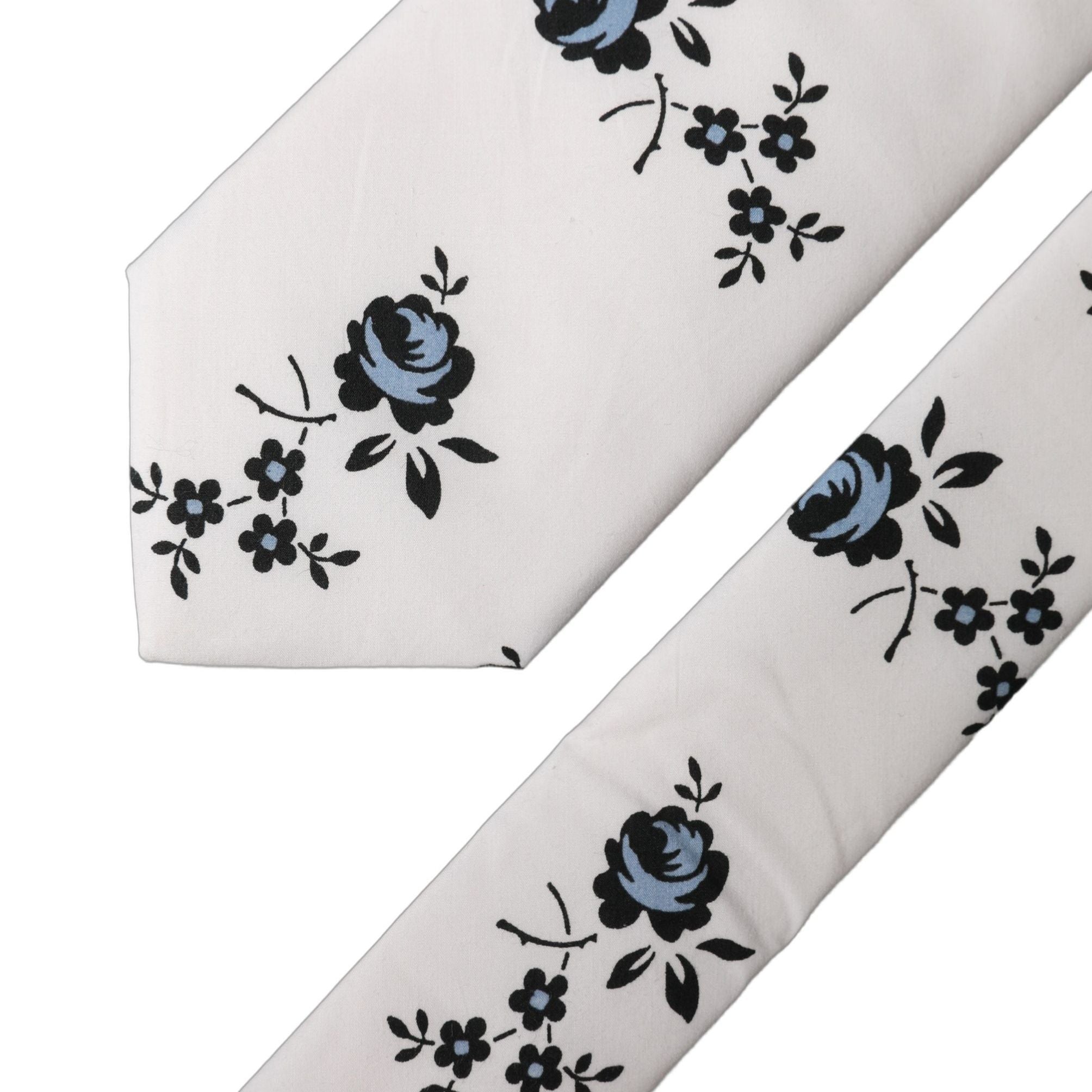 Dolce & Gabbana White Floral Fantasy Cotton Adjustable Men Necktie Tie