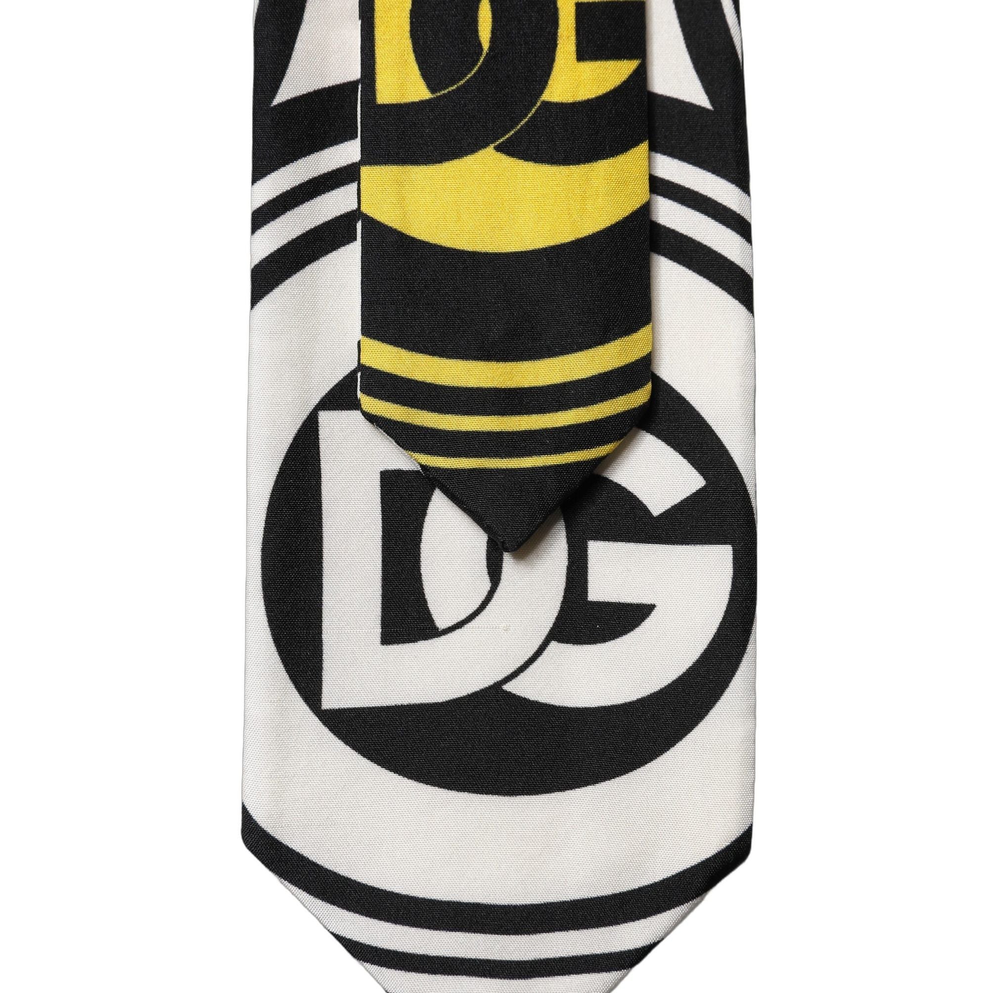 Dolce & Gabbana Multicolor Monogram Print Silk Adjustable Men Necktie Tie