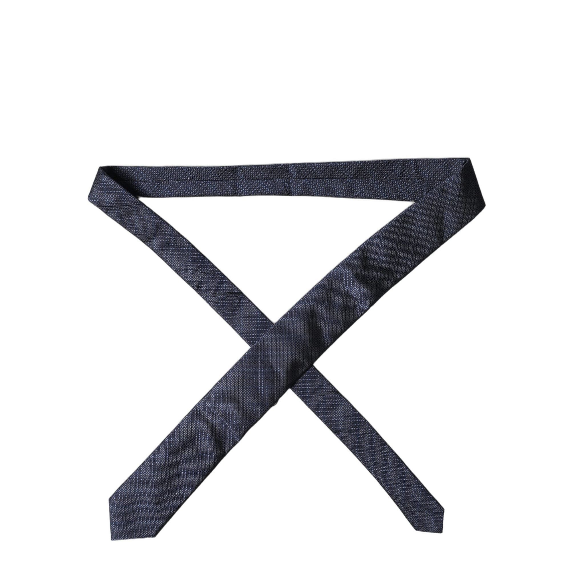 Dolce & Gabbana Navy Blue Textured Silk Adjustable Men Tied Necktie Tie