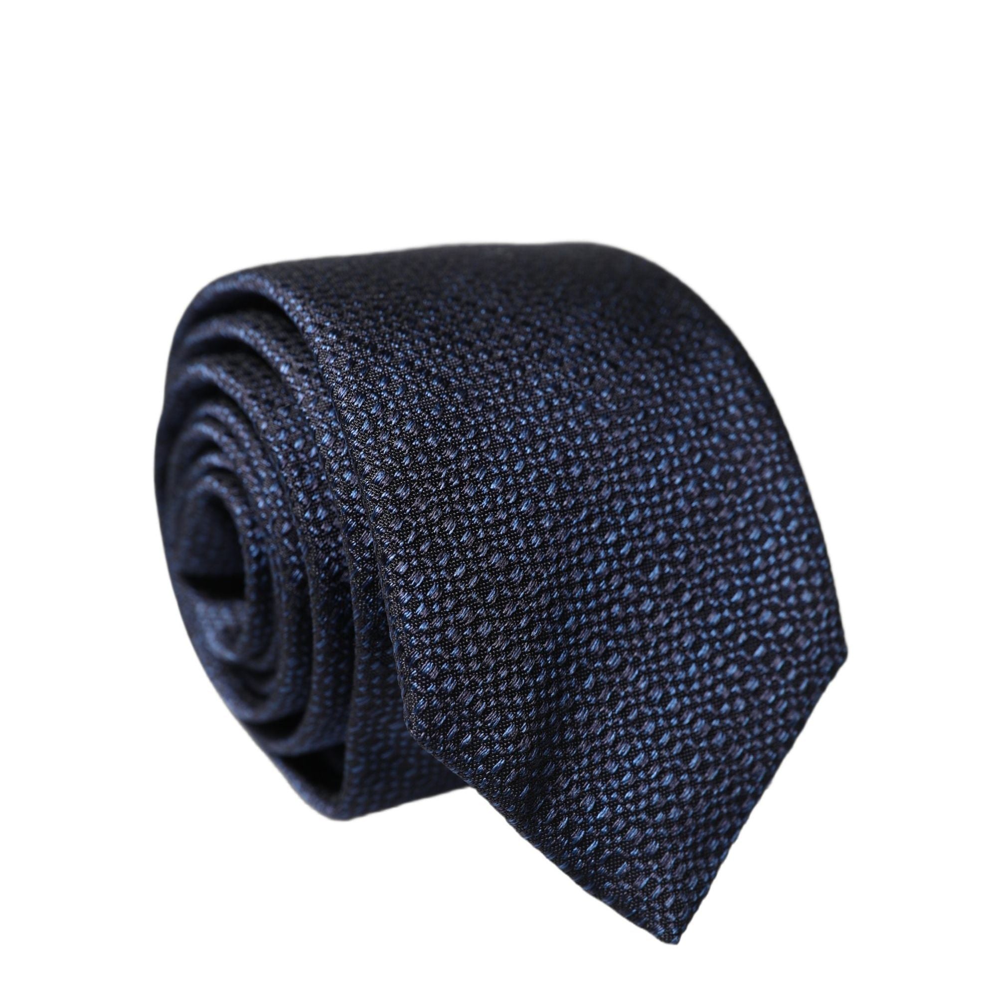 Dolce & Gabbana Navy Blue Textured Silk Adjustable Men Tied Necktie Tie