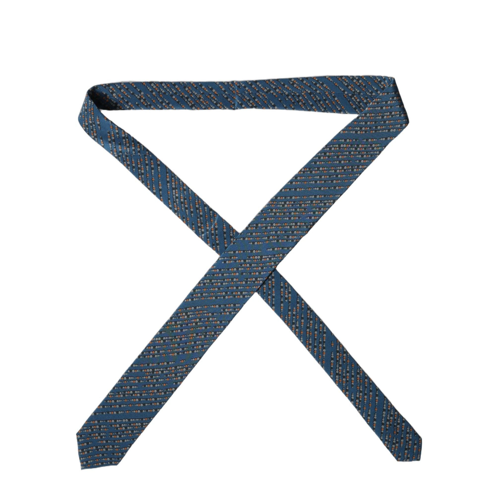 Dolce & Gabbana Blue Patterned 100% Silk Adjustable Men Tied Necktie Tie