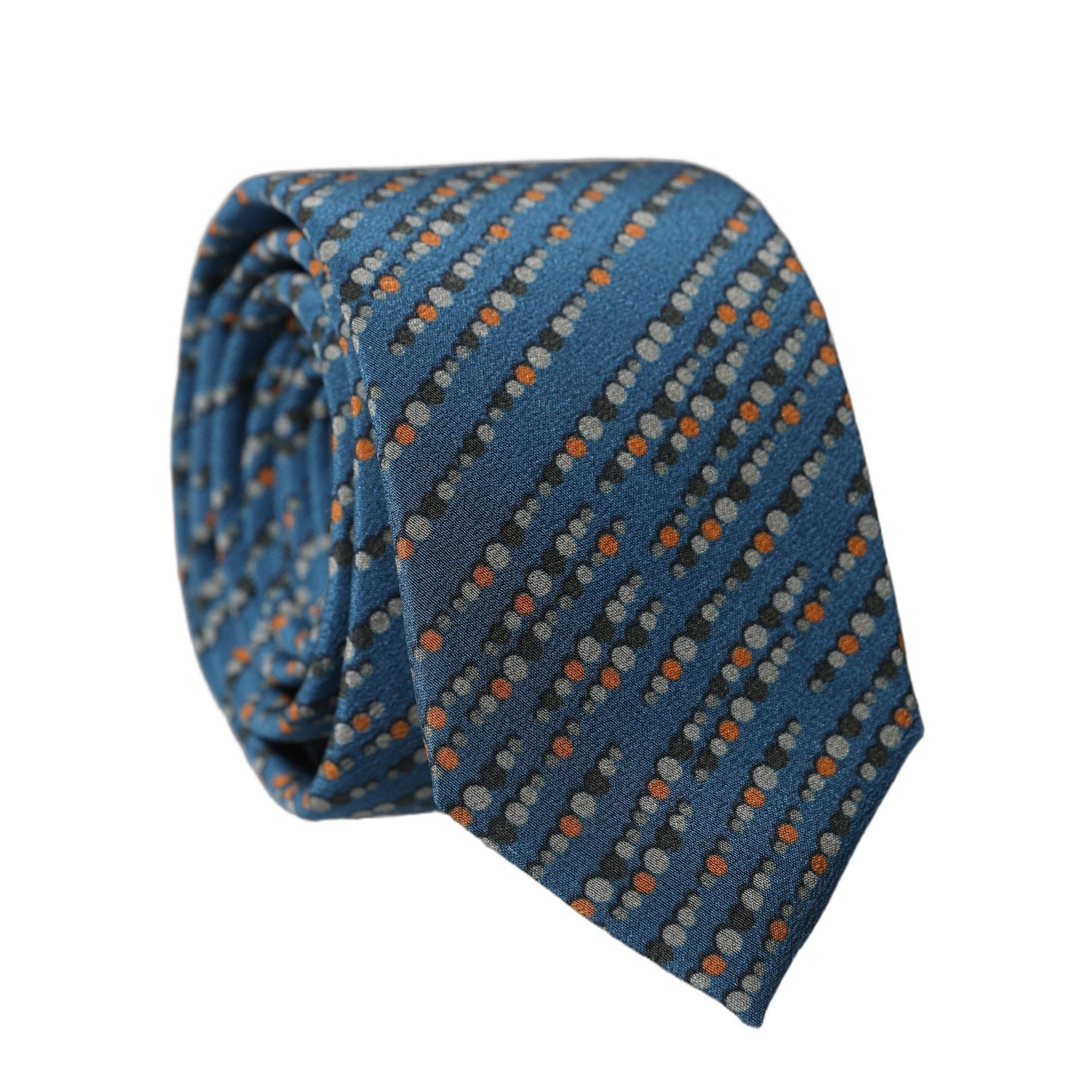 Dolce & Gabbana Blue Patterned 100% Silk Adjustable Men Tied Necktie Tie