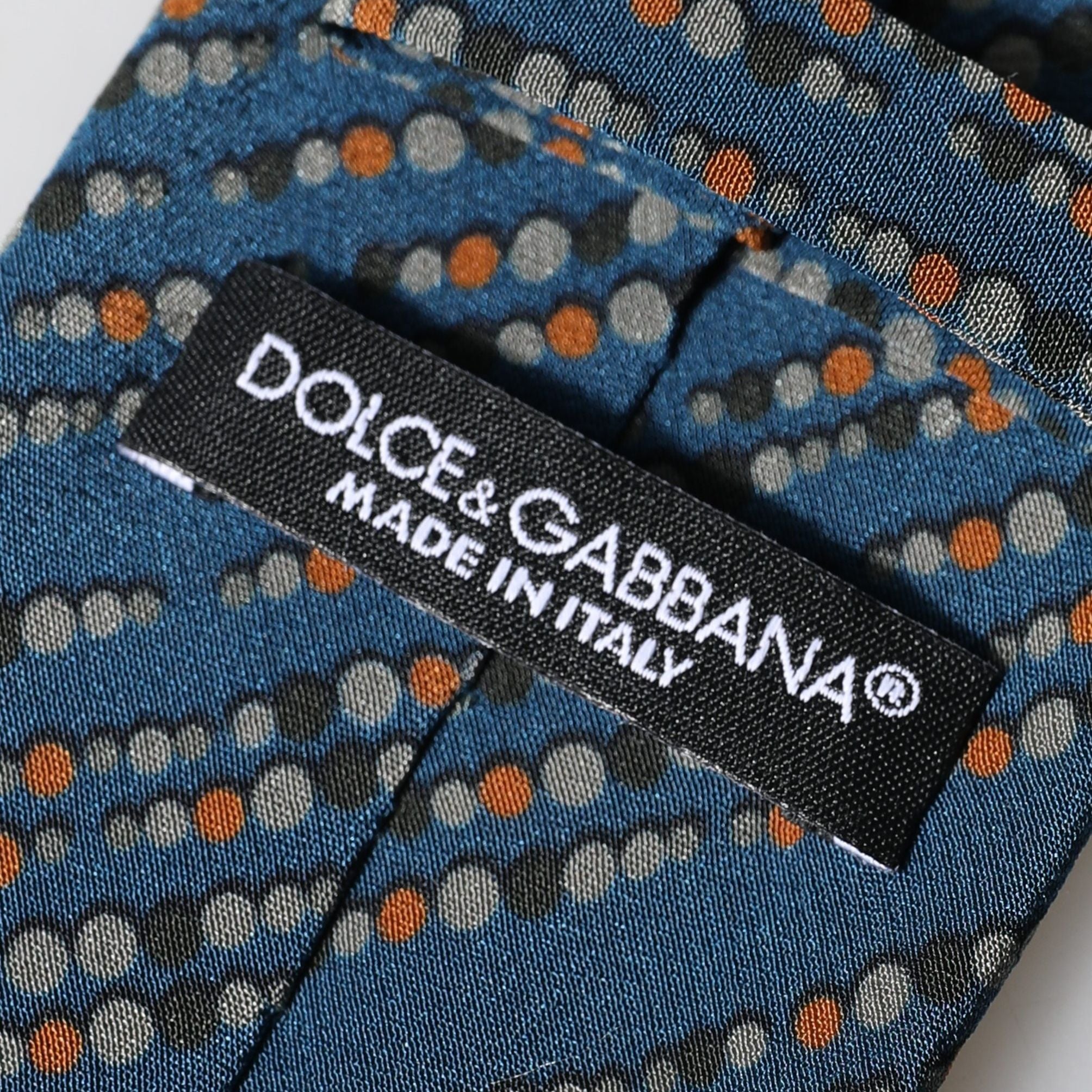 Dolce & Gabbana Blue Patterned 100% Silk Adjustable Men Tied Necktie Tie