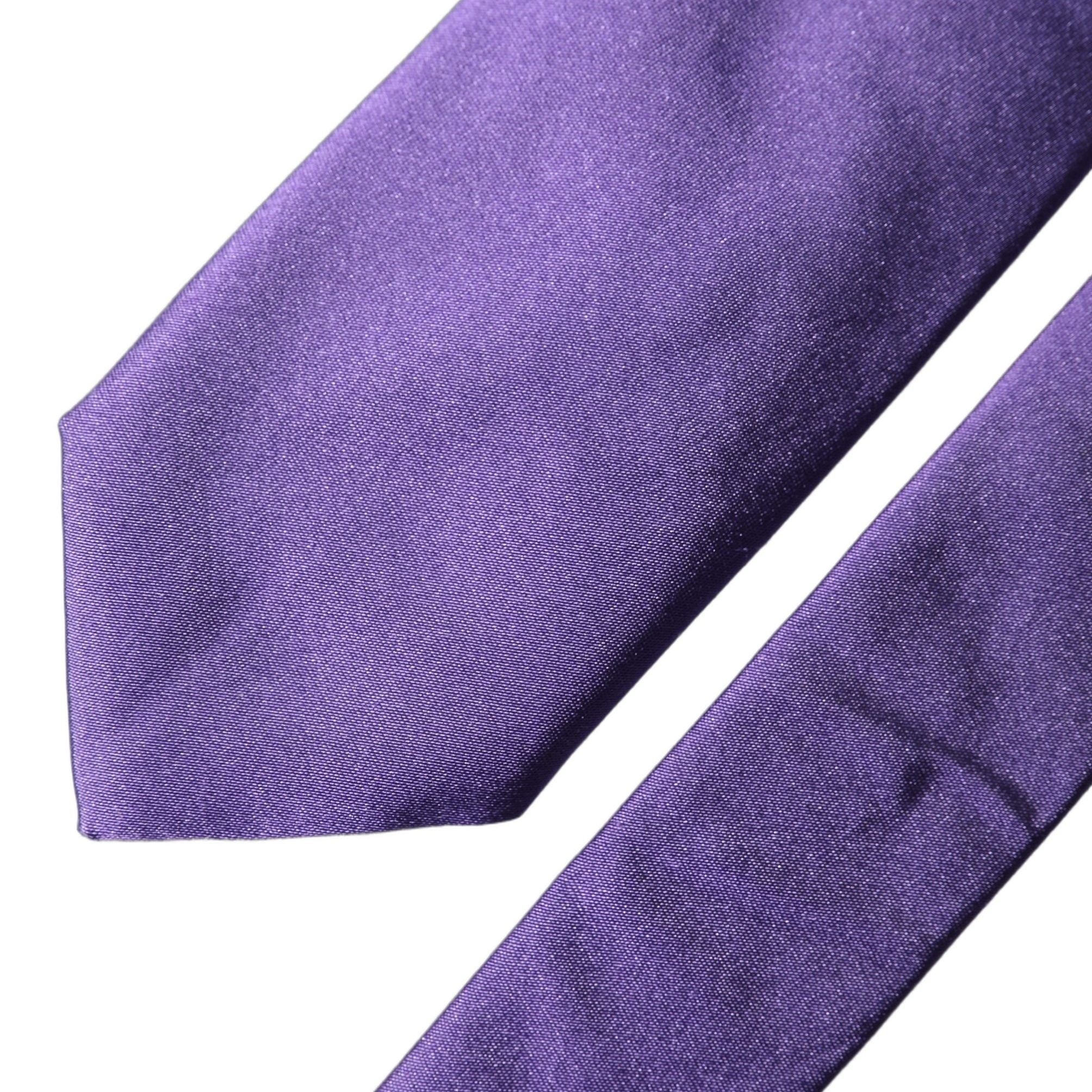 Dolce & Gabbana Purple Satin 100% Silk Adjustable Men Tied Necktie Tie