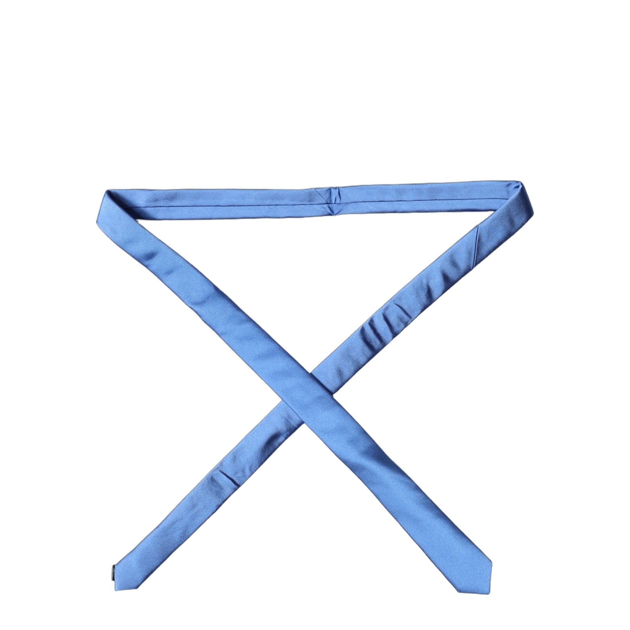 Dolce & Gabbana Blue Satin 100% Silk Adjustable Men Tied Necktie Tie