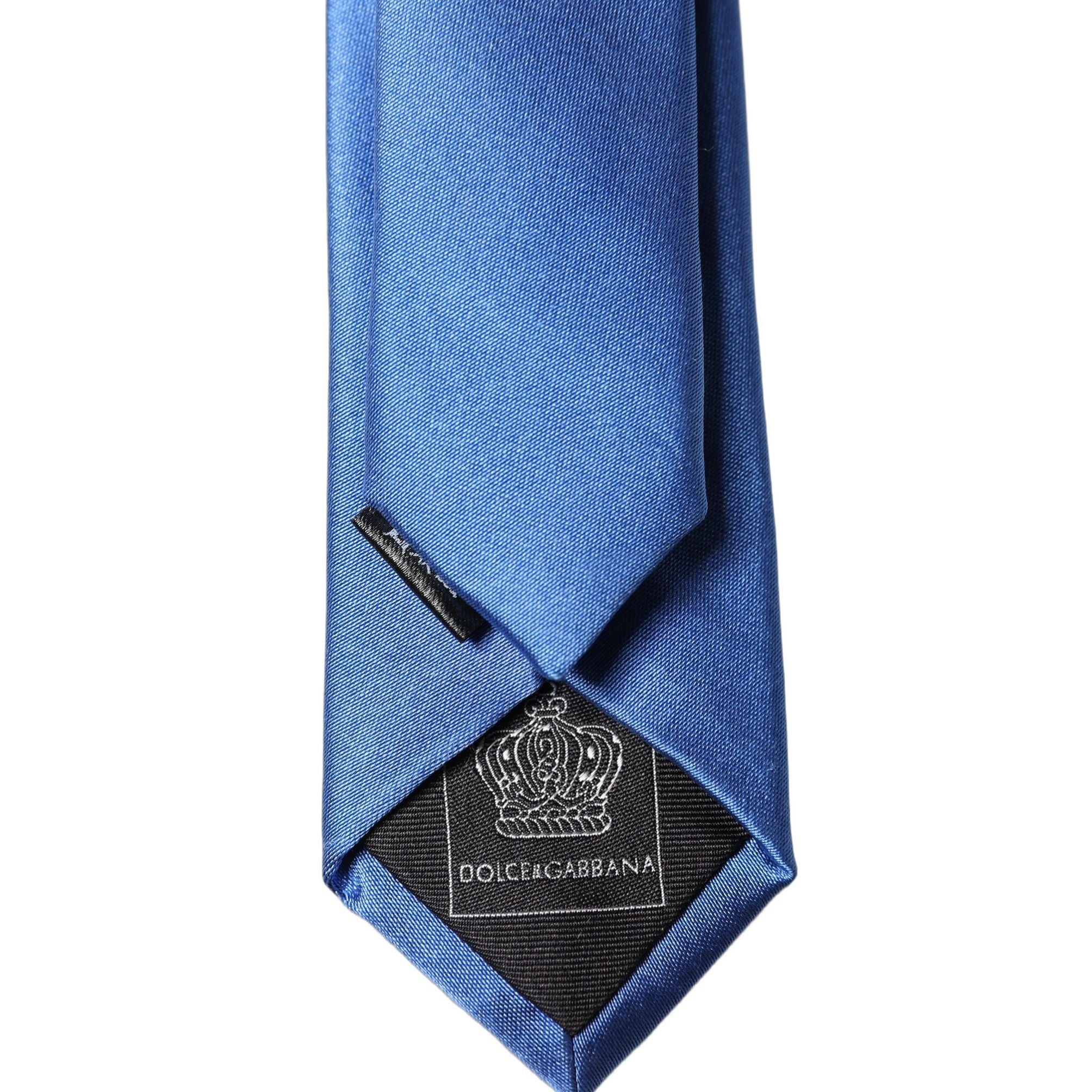 Dolce & Gabbana Blue Satin 100% Silk Adjustable Men Tied Necktie Tie