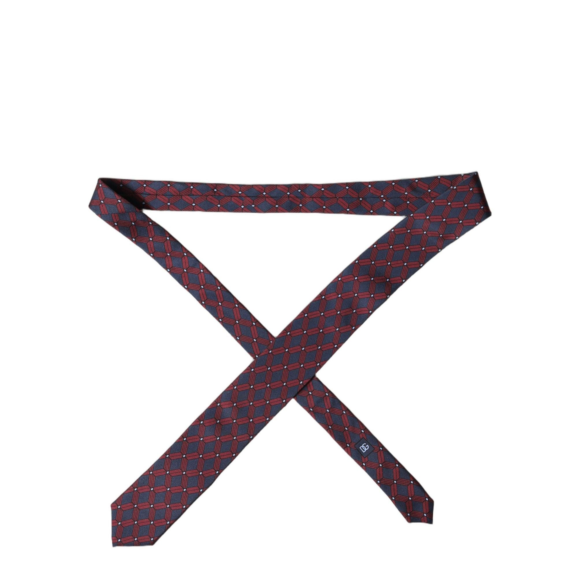 Dolce & Gabbana Blue Red Patterned 100% Silk Adjustable Men Necktie Tie